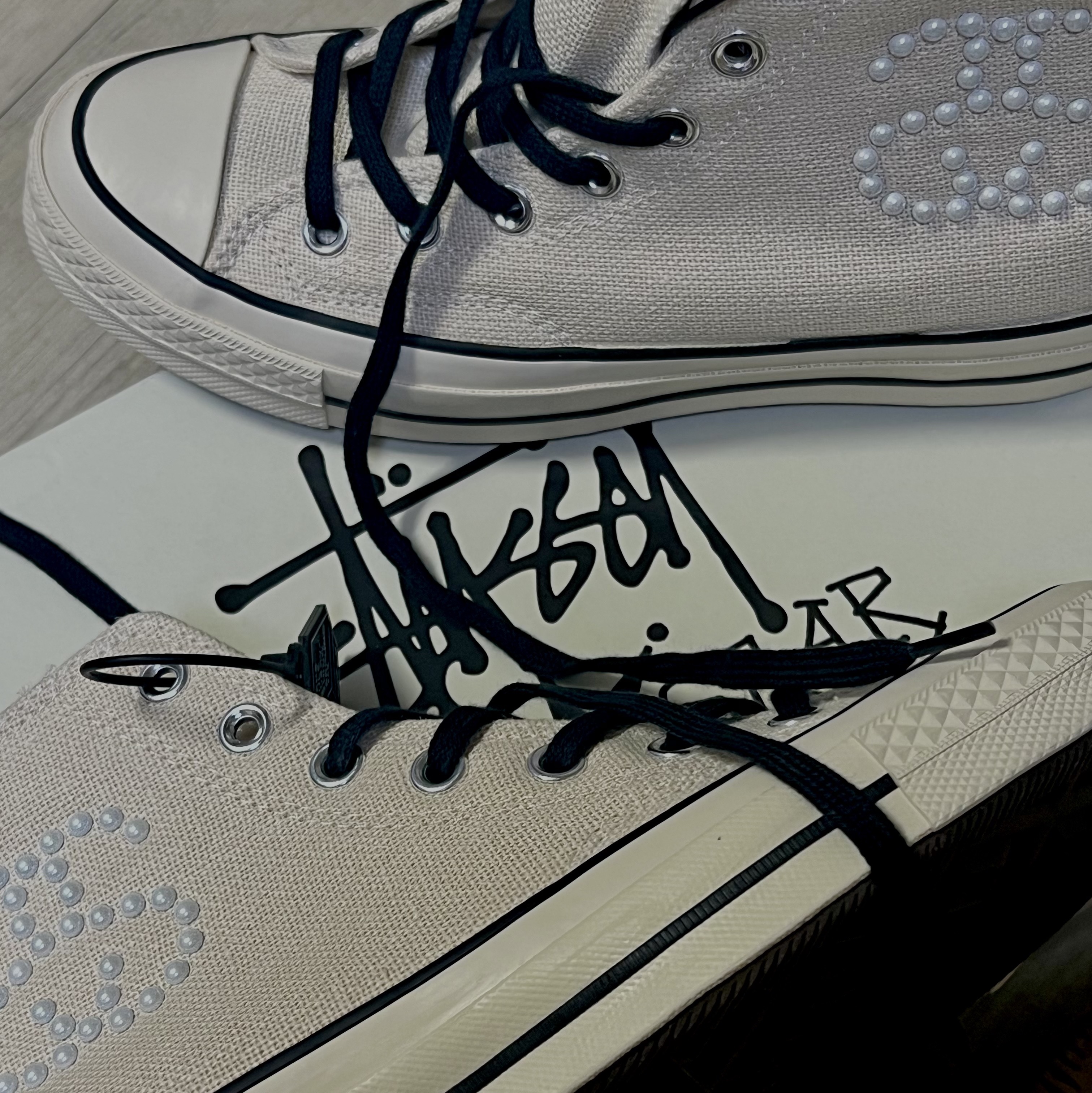 Converse x Stussy Chuck 70 High Natural Ivory 착용 스타일