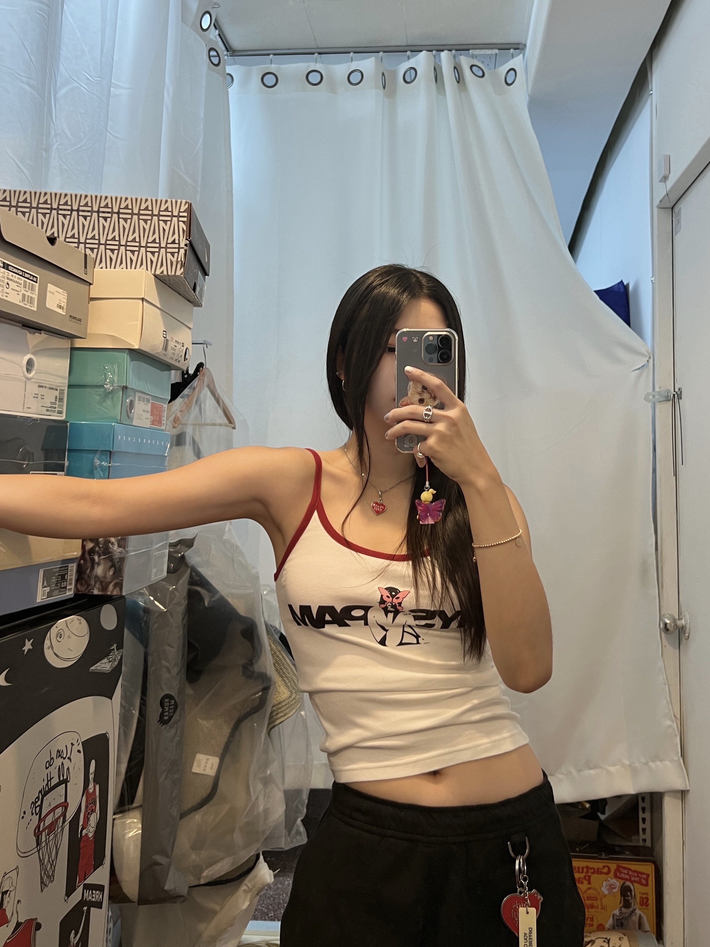 (W) Hysteric Glamour x P.A.M Alien Girl Camisole White 착용 스타일 - 1