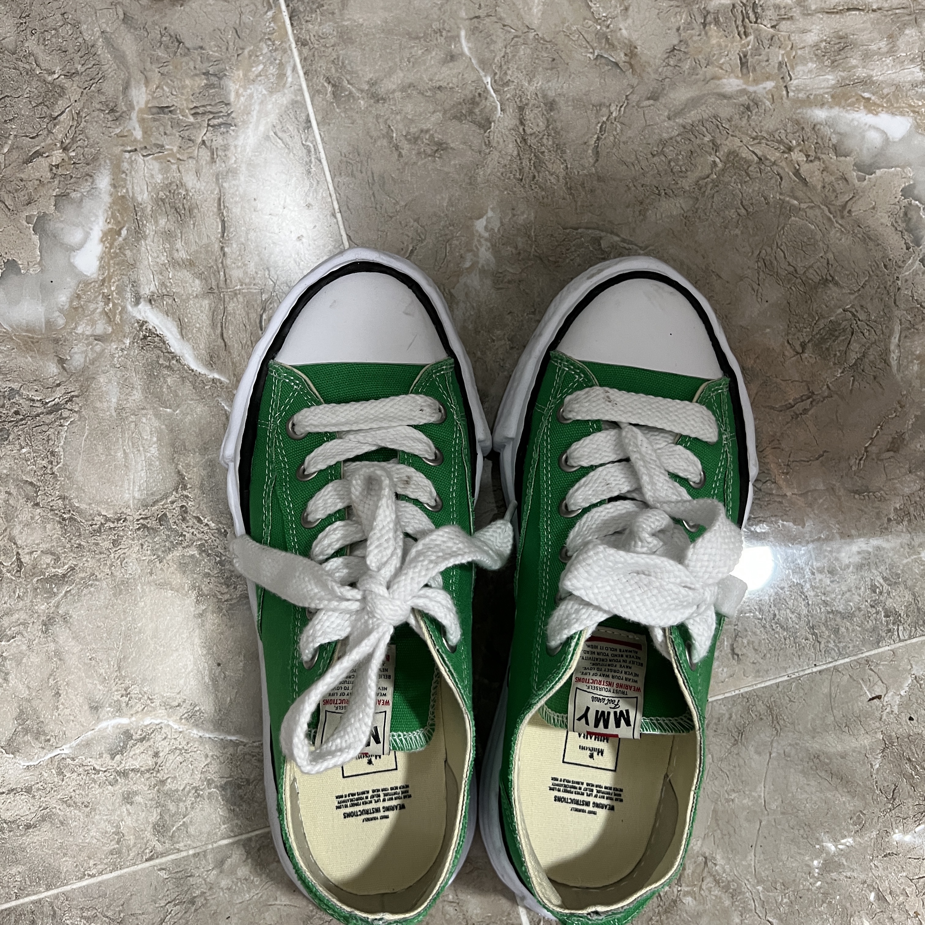 Maison Mihara Yasuhiro Peterson OG Sole Canvas Low Sneakers Green 착용 스타일