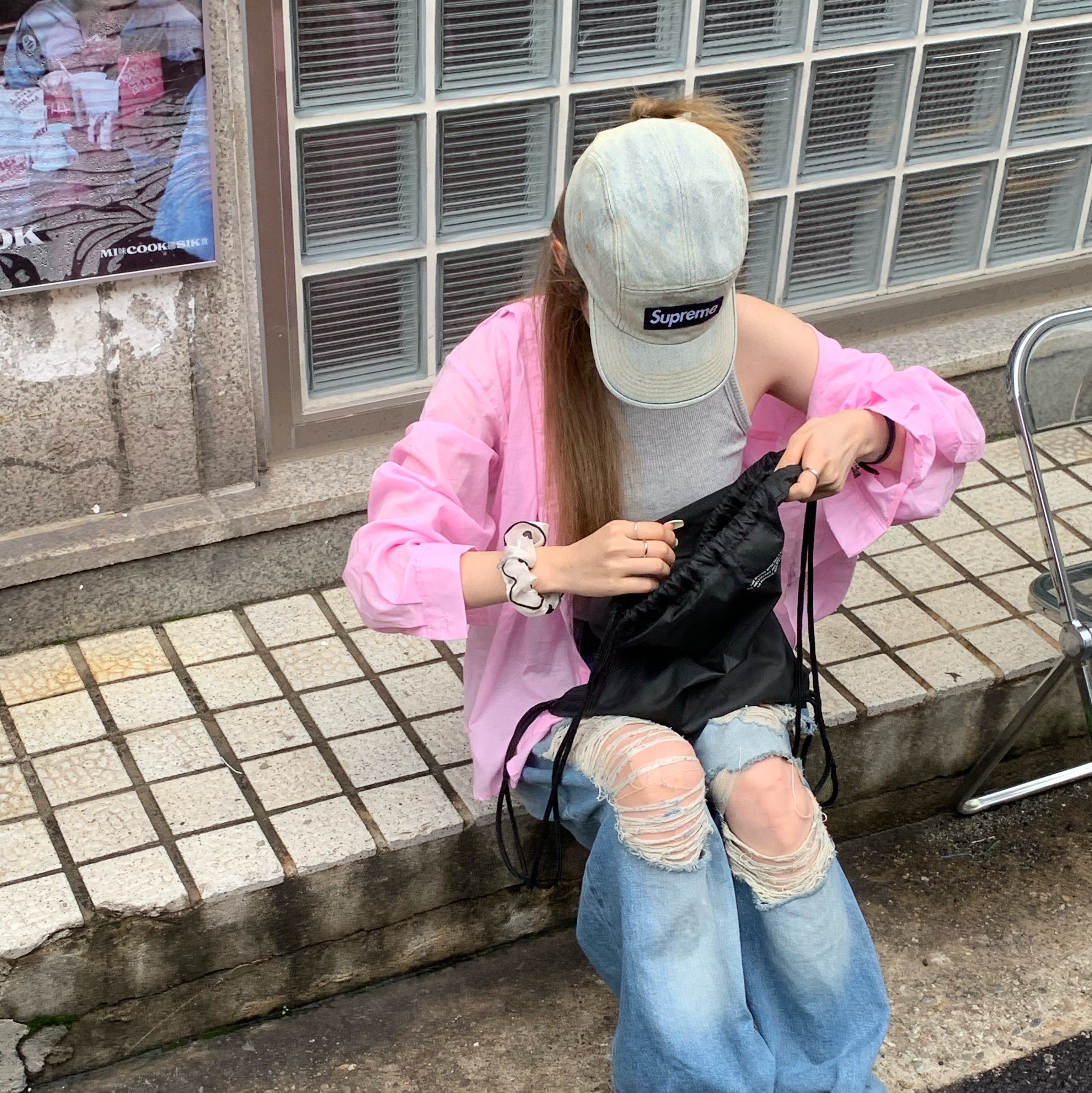Supreme Denim Camp Cap Dirty Indigo - 23SS 착용 스타일 - 1