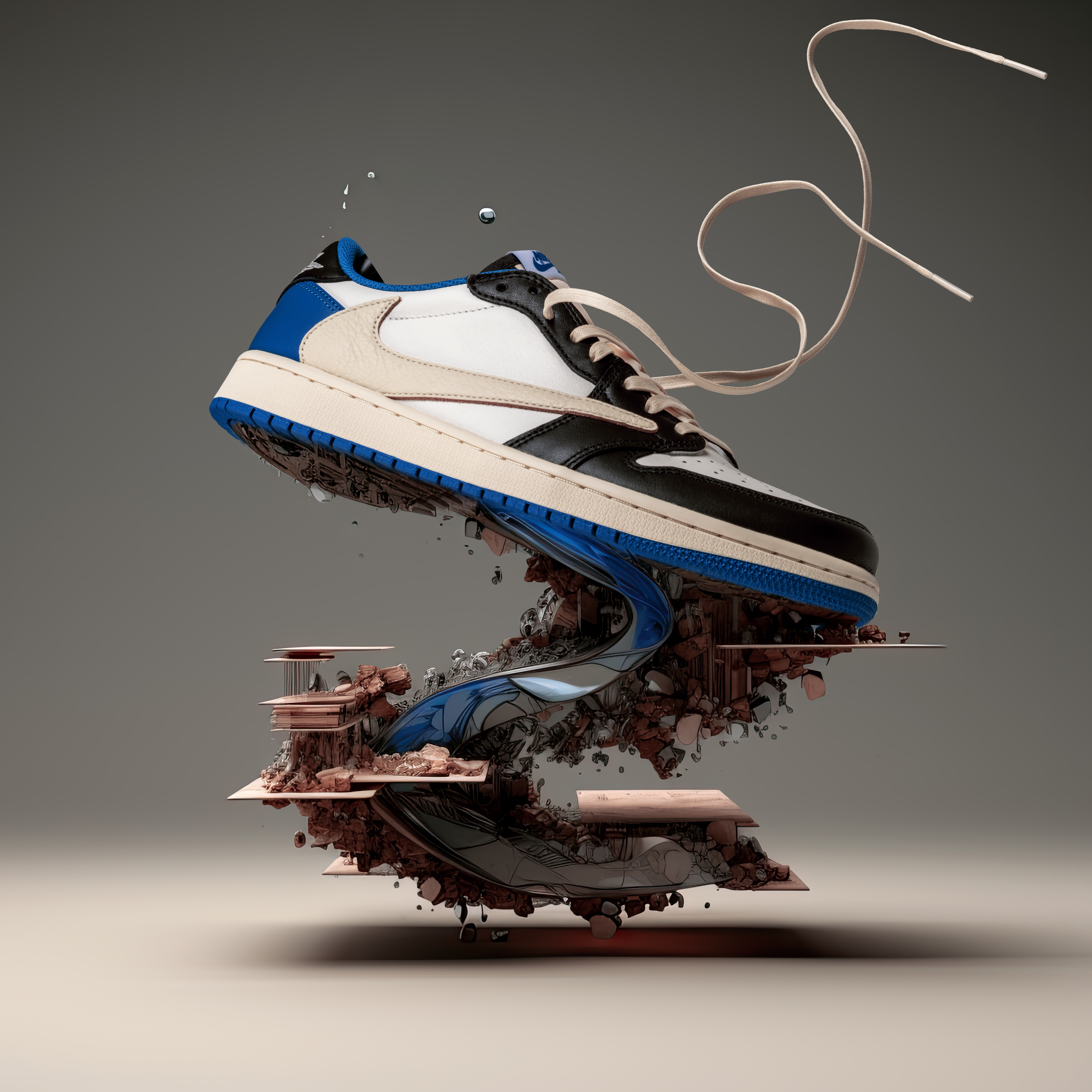 Jordan 1 x Travis Scott x Fragment Retro Low OG SP Military Blue 착용 스타일