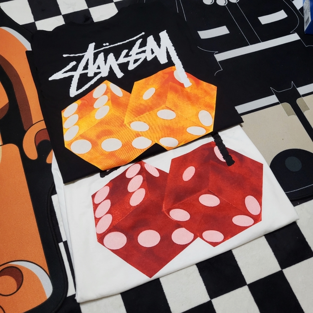 Stussy Diced Out T-Shirt Black, Stussy Diced Out T-Shirt White 착용 스타일