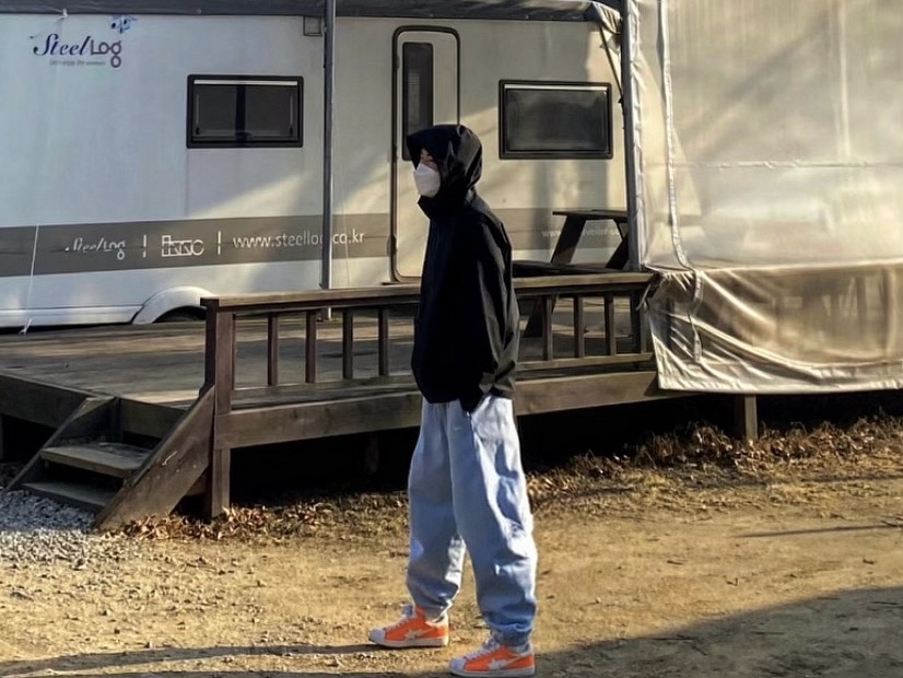 Nike NRG Solo Swoosh Fleece Pants Psychic Blue - US/EU 착용 스타일 - 2