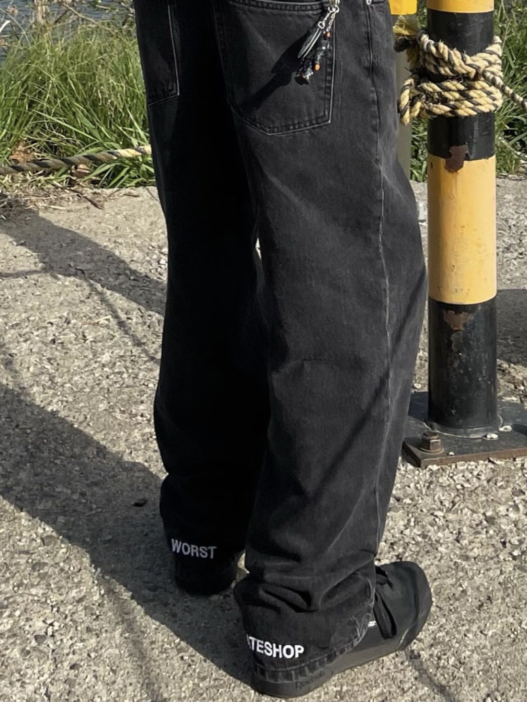Dada x Worst Denim Washed Black, Reebok x Dime Workout Plus Core Black 착용 스타일 - 3