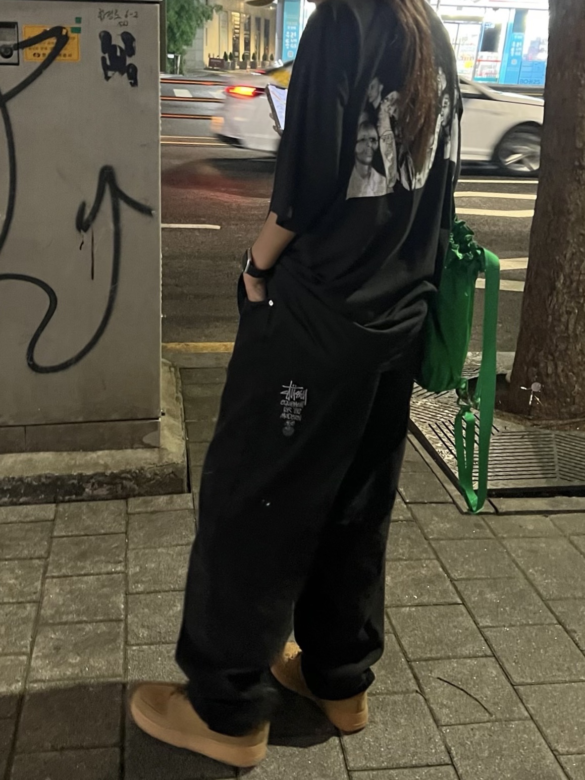 Stussy Washed Canvas Big OL' Jean Black, Supreme Mesh Small Backpack Green - 23SS 착용 스타일