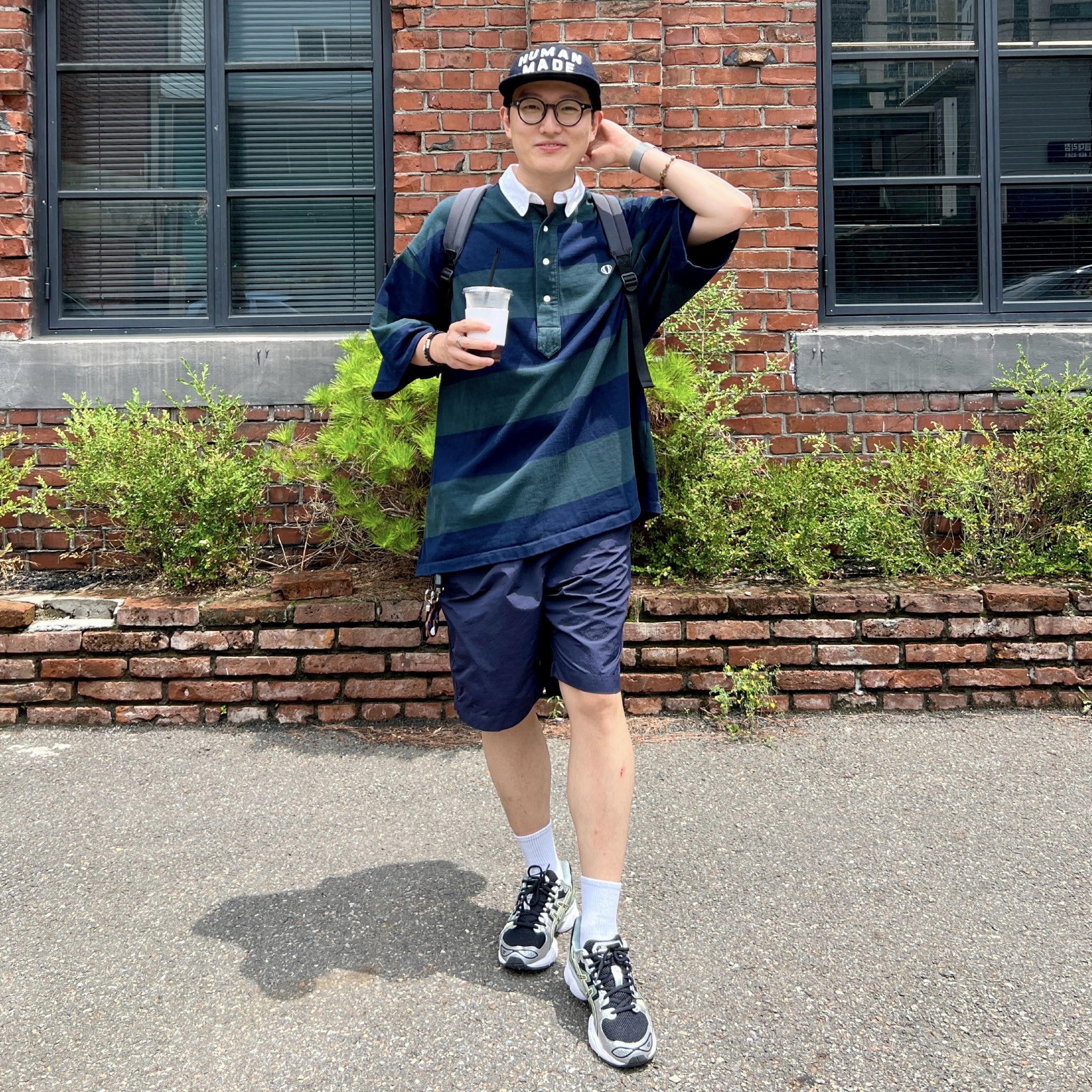 Human Made 6-Panel Wool Cap Navy, Asics UB5-S Gel-Nimbus 9 Black Gunmetal 착용 스타일 - 2