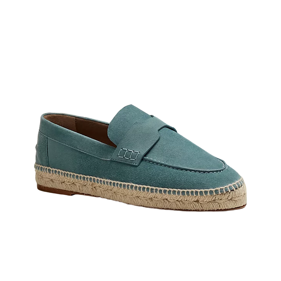 (W) 에르메스 트립 에스파드리유 스웨이드 고트스킨 & 블루 피네드((W) Hermes Trip Espadrille Suede Goatskin & Bleu Pinede) - 1