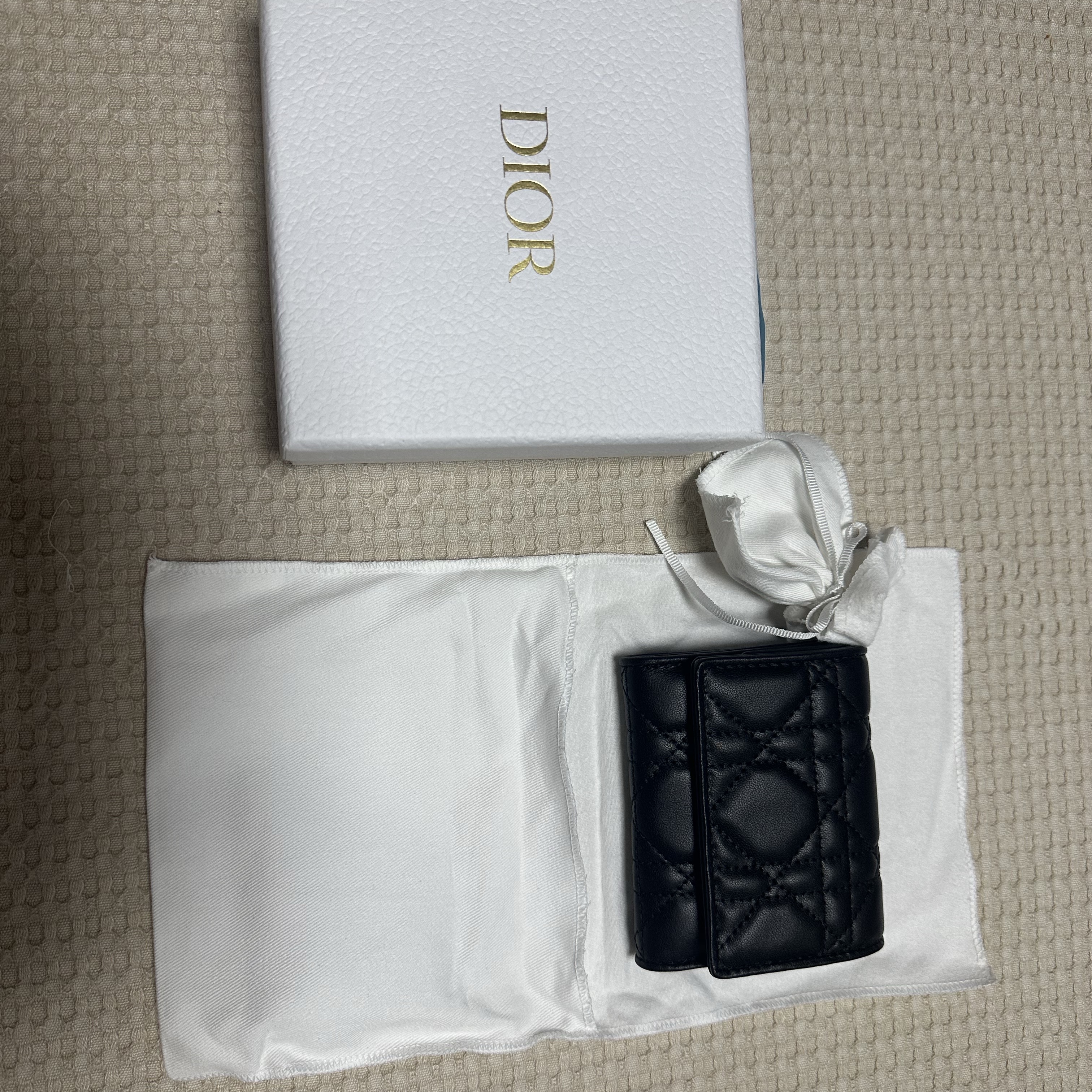 Dior Lady Lotus Wallet Cannage Lambskin Black 착용 스타일 - 1