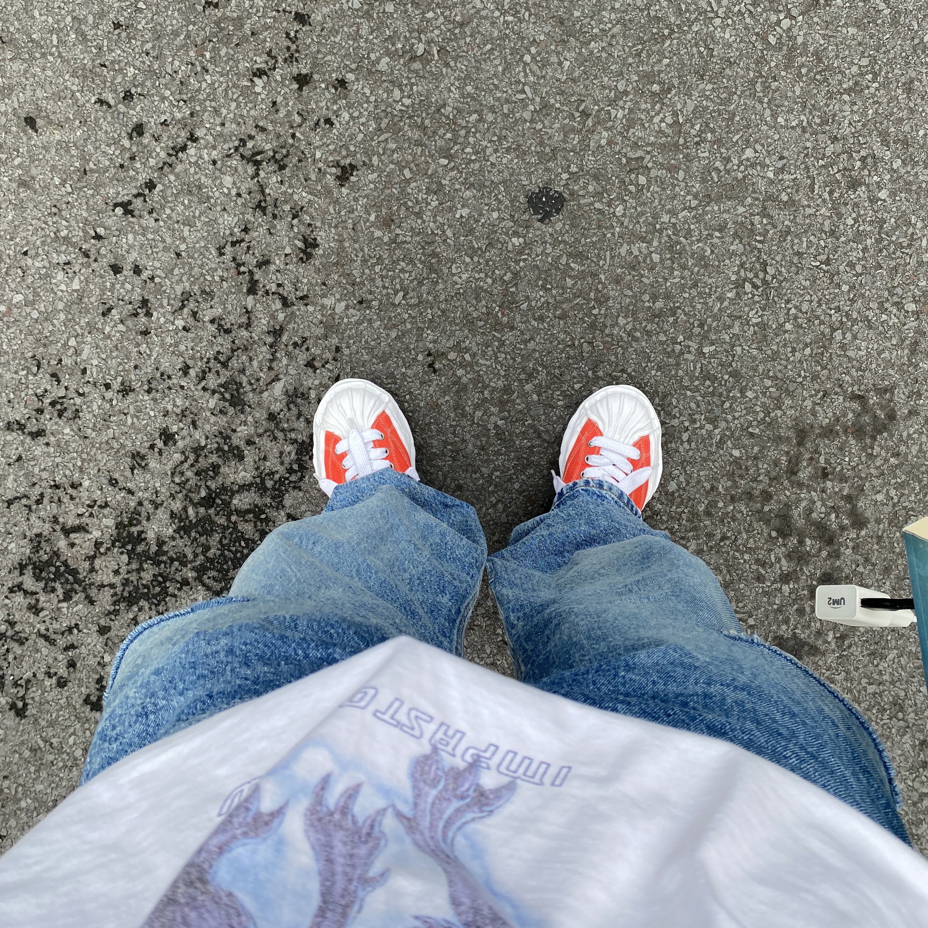 Maison Mihara Yasuhiro Blakey OG Sole Canvas Low-top Sneakers Orange 착용 스타일