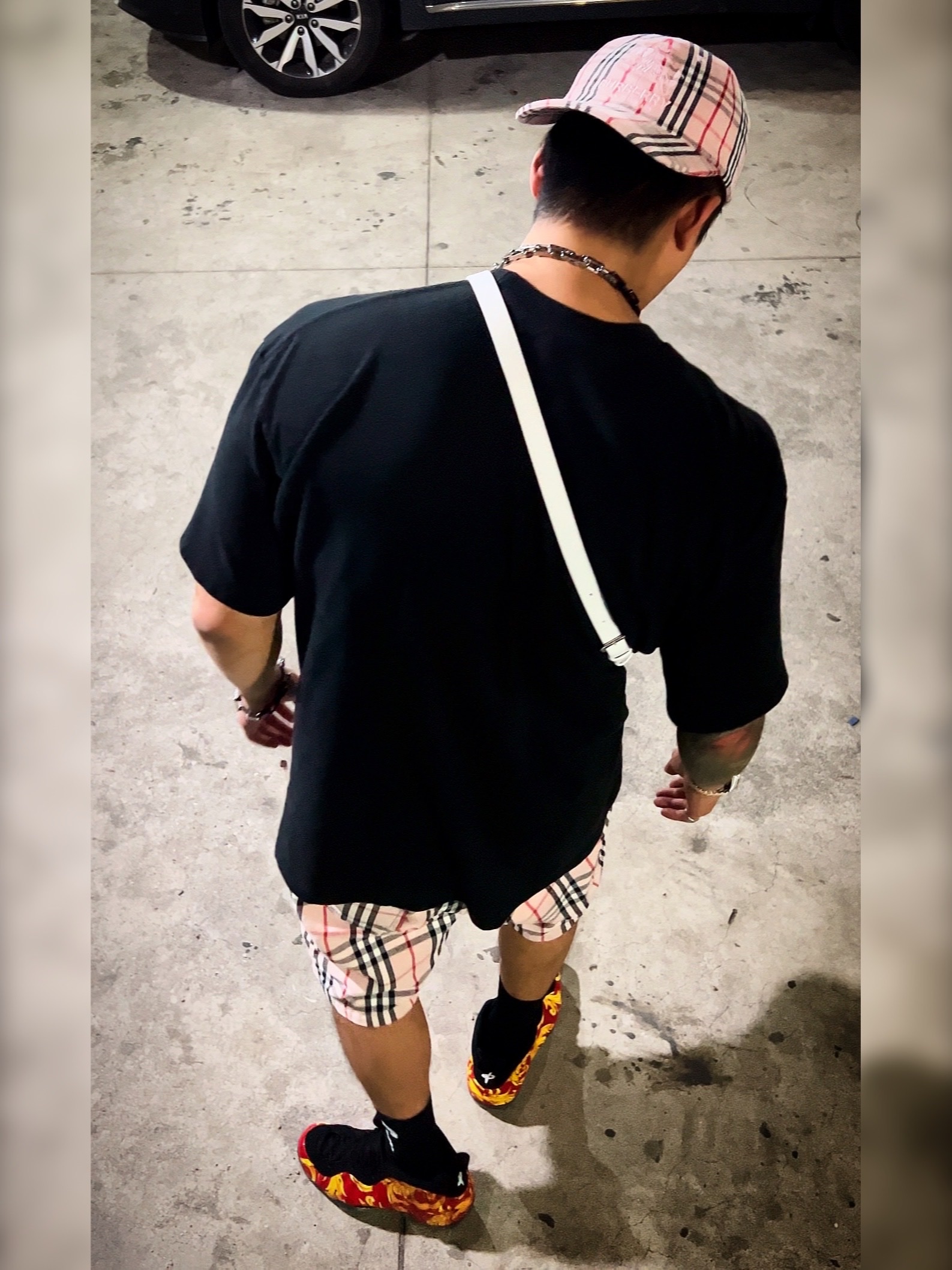 Supreme x Burberry Denim 6-Panel Pink - 22SS, Supreme x Burberry Denim Shorts Pink - 22SS 착용 스타일