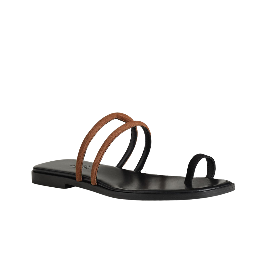 (W) 에르메스 조지아 샌들 스웨이드 고트스킨 & 마론 텍 누아((W) Hermes Georgia Sandal Suede Goatskin & Marron Teck Noir) - 1