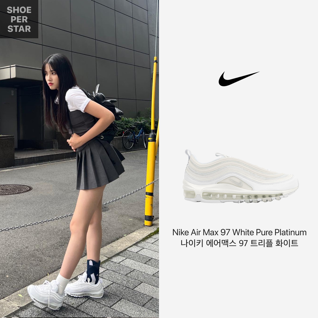 (W) Nike Air Max 97 White Pure Platinum 착용 스타일 - 1