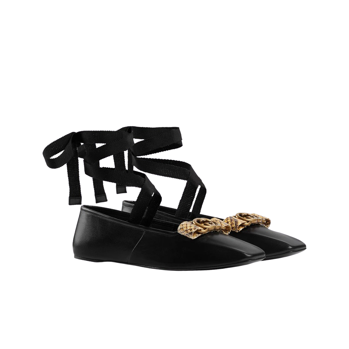 (W) 구찌 인터로킹 G 발레 플랫 블랙((W) Gucci Interlocking G Ballet Flat Black) - 2