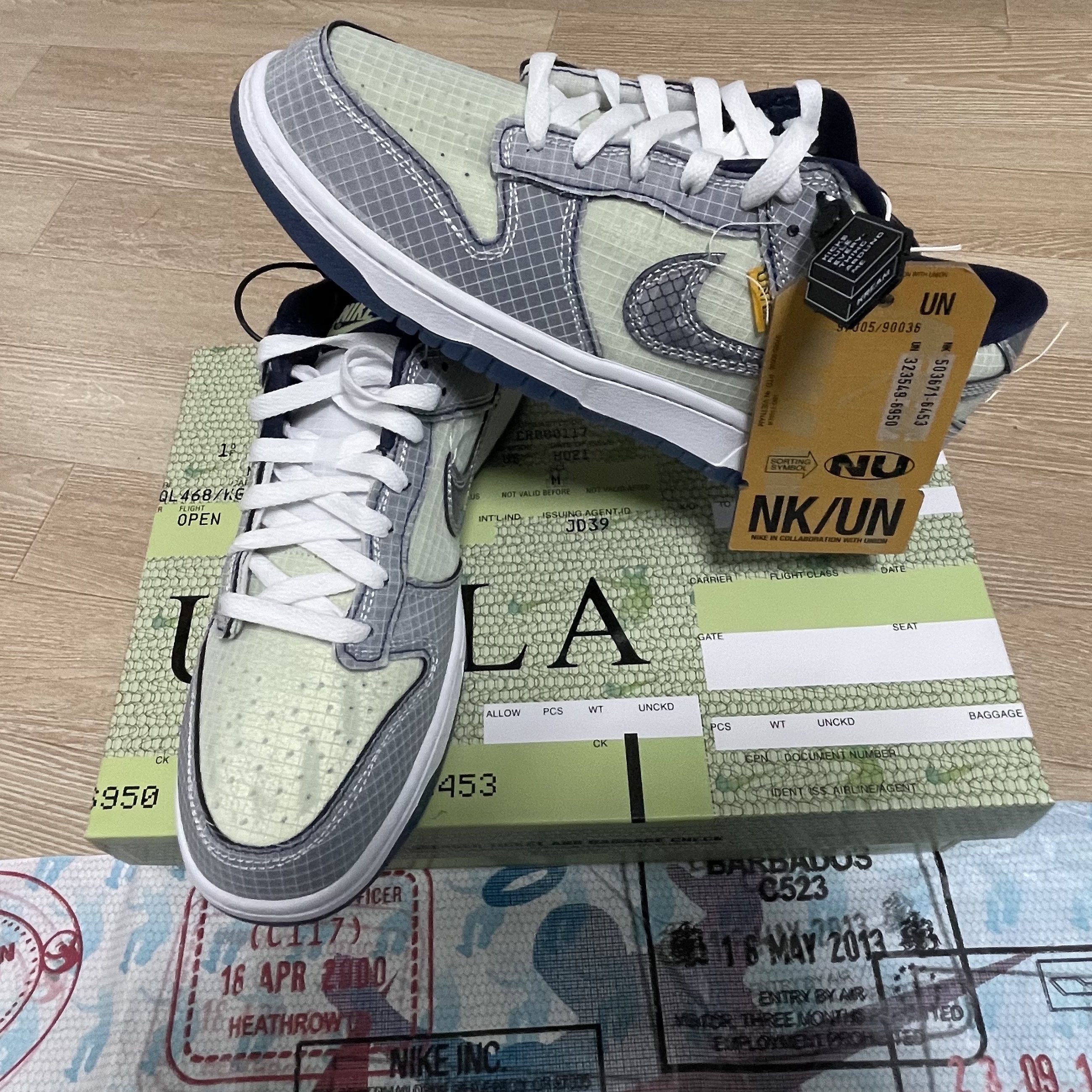 Nike x Union Dunk Low Passport Pack Pistachio 착용 스타일