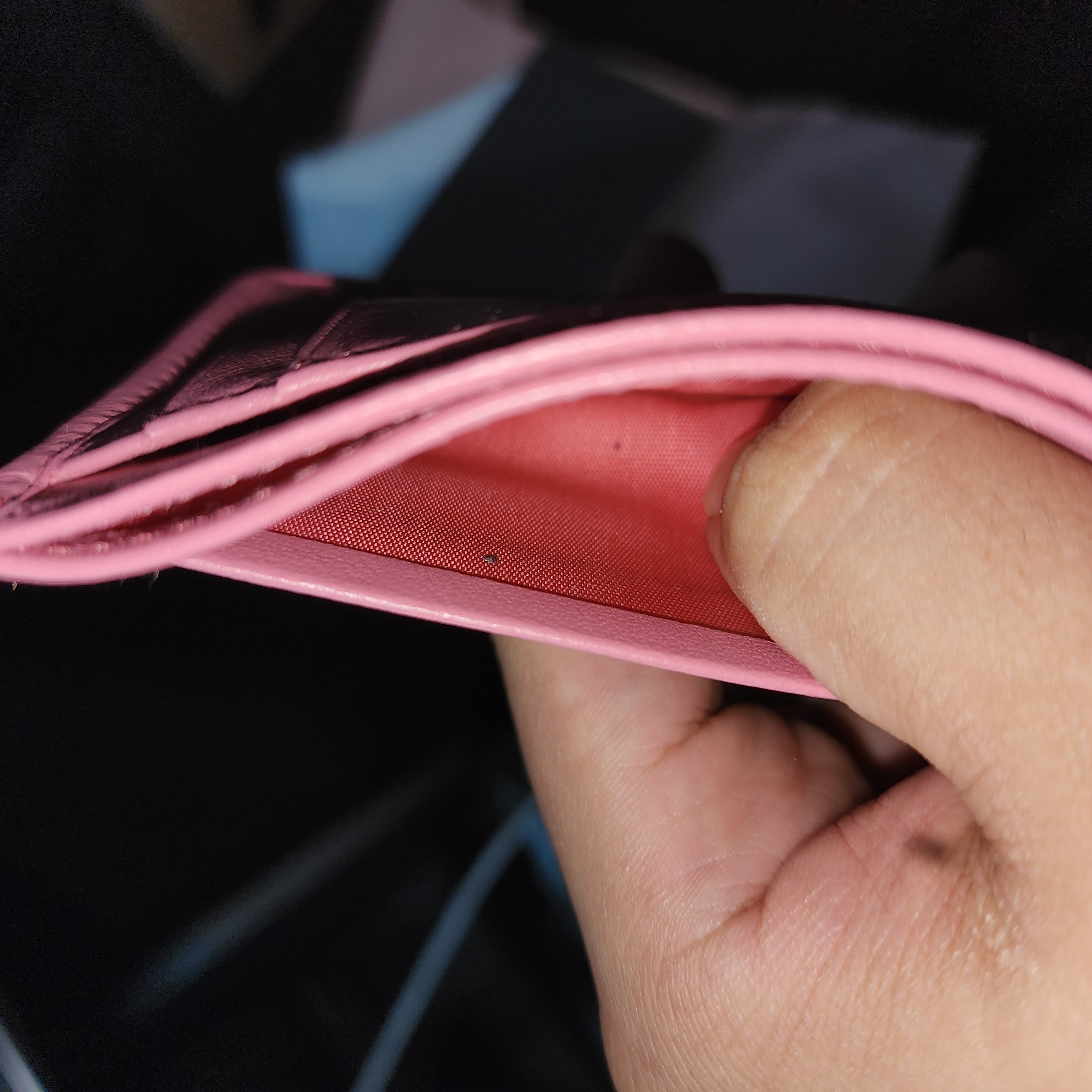 Miu Miu Matelasse Nappa Leather Card Holder Begonia Pink 착용 스타일 - 3