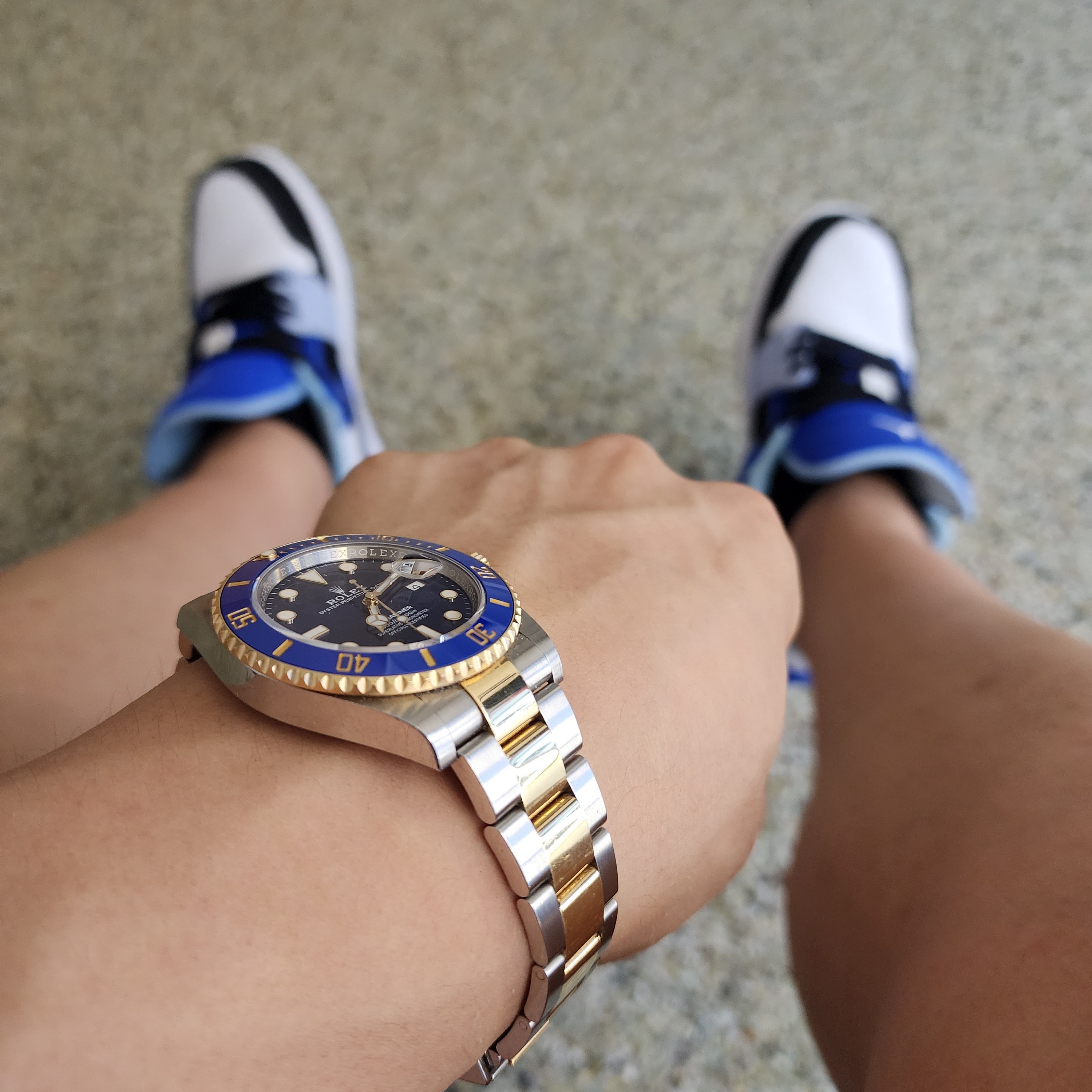 Jordan 1 Low Black Blue White, Burberry Logo Detail Swim Shorts Black 착용 스타일 - 2