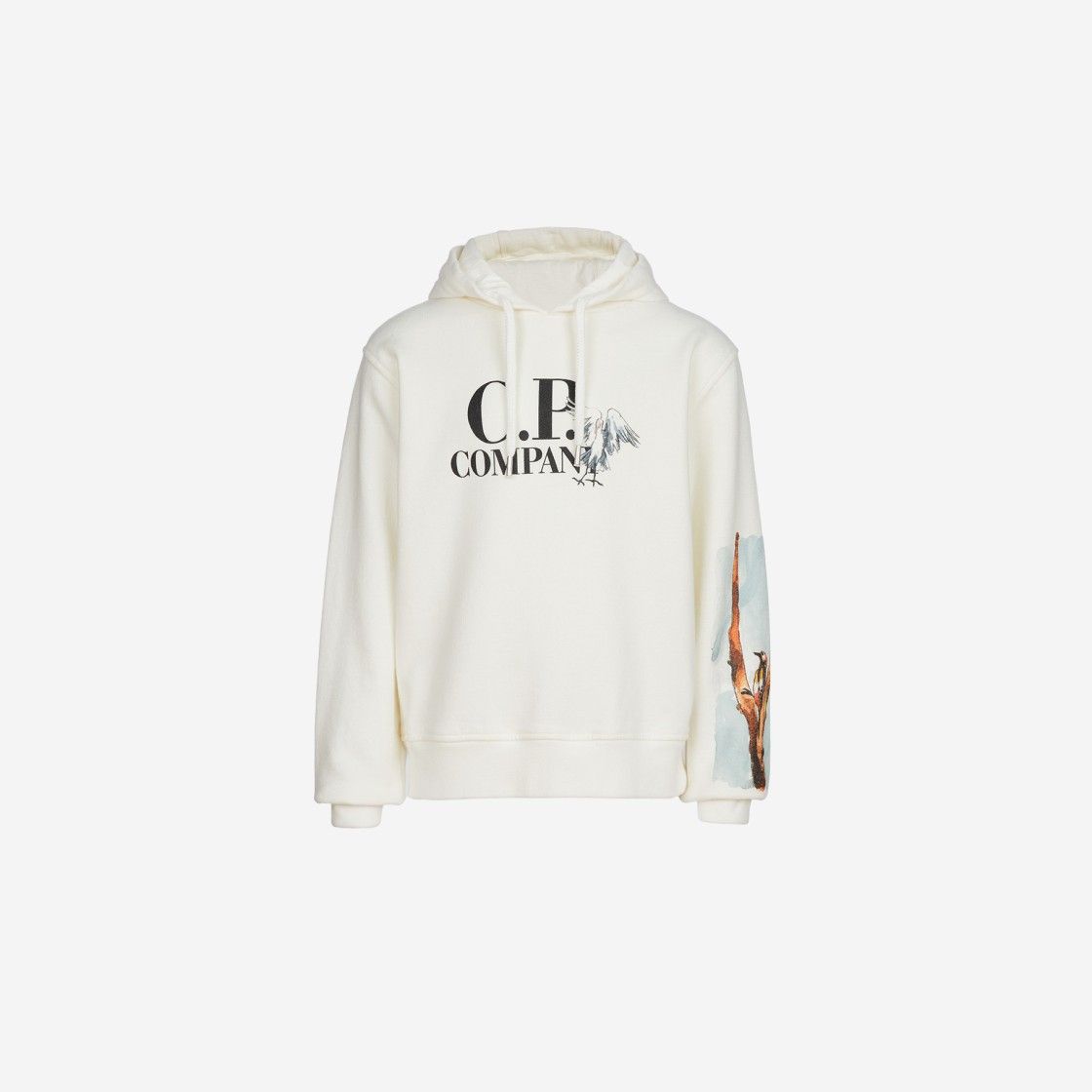 (Kids) C.P. Company U16 Basic Fleece Graphic Logo Hoodie Gauze White - 23SS 상세 이미지 1