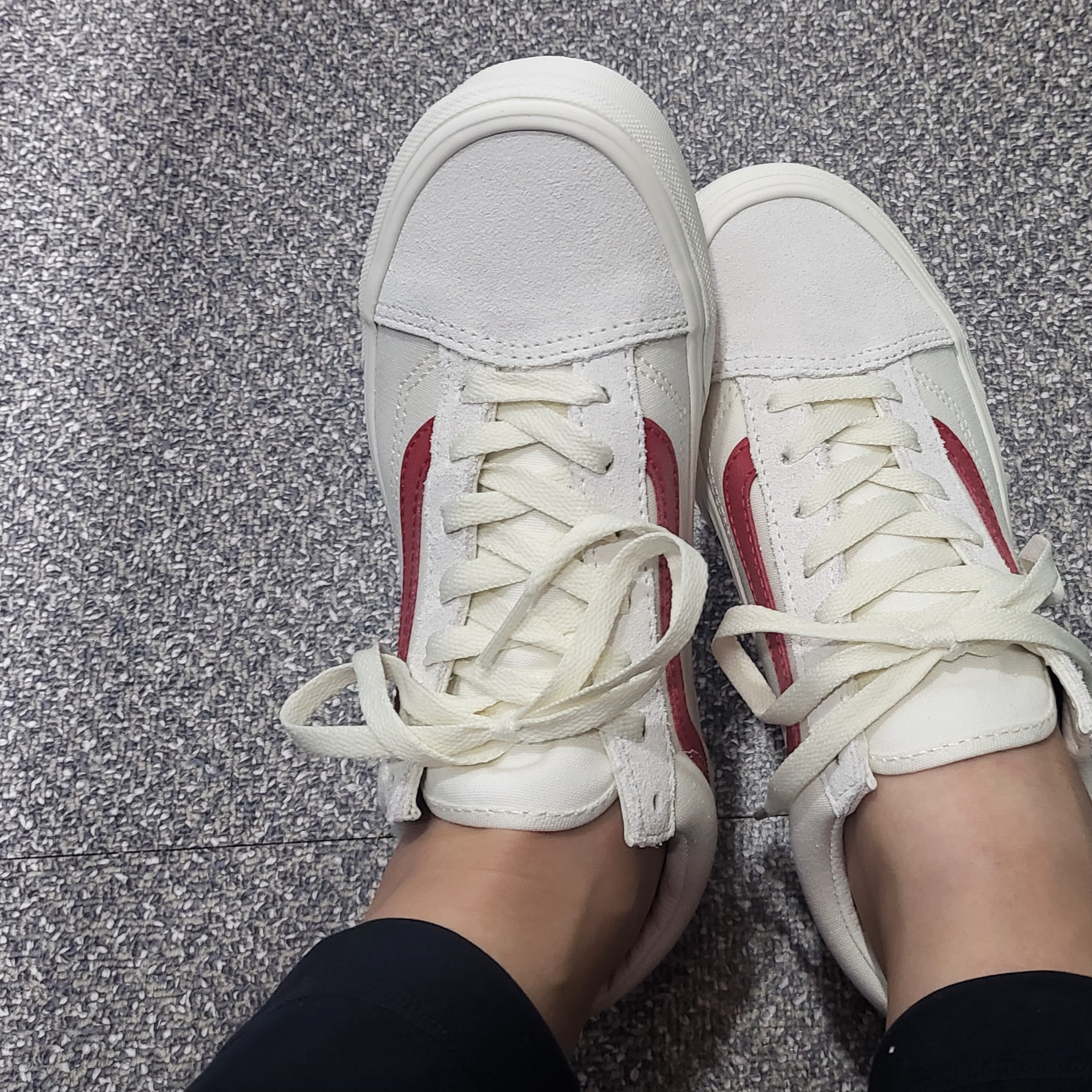 Vans Style 36 Marshmallow Racing Red 착용 스타일 - 2