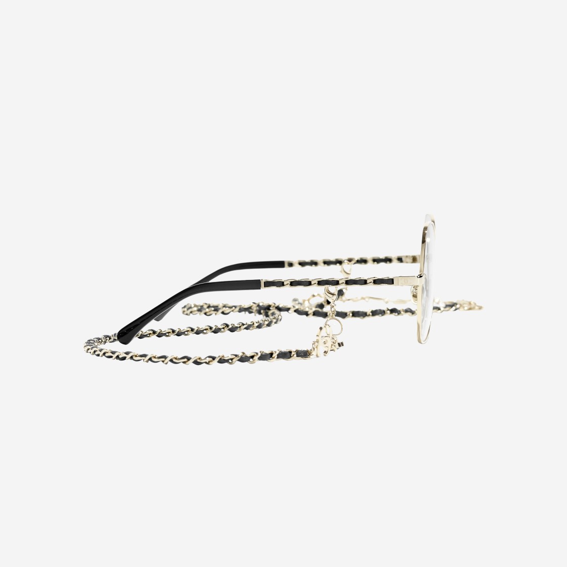 Chanel Butterfly Eyeglasses Metal Calfskin & Gold Black 상세 이미지 3