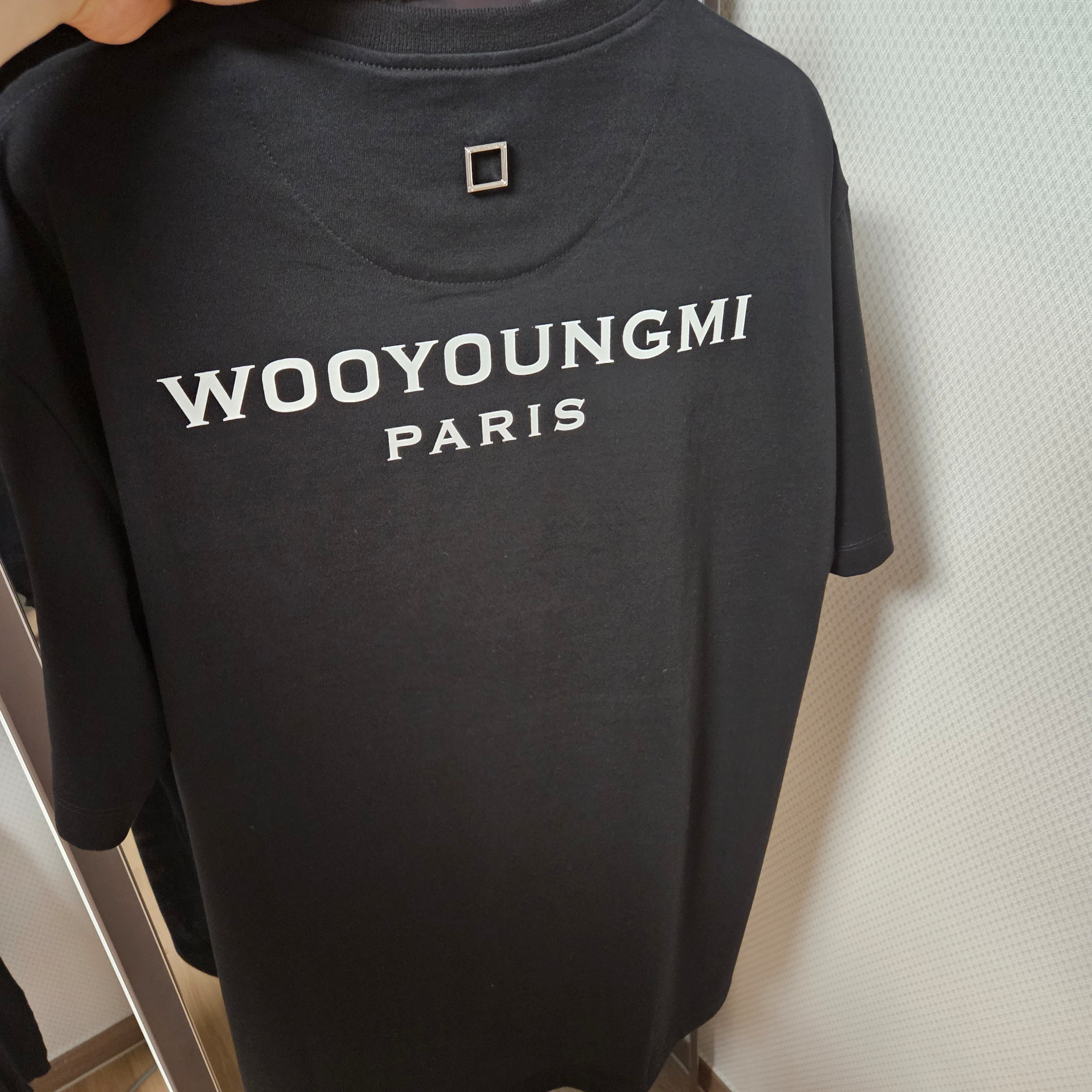 Wooyoungmi Cotton Back Logo T-shirt Black - 23SS 착용 스타일
