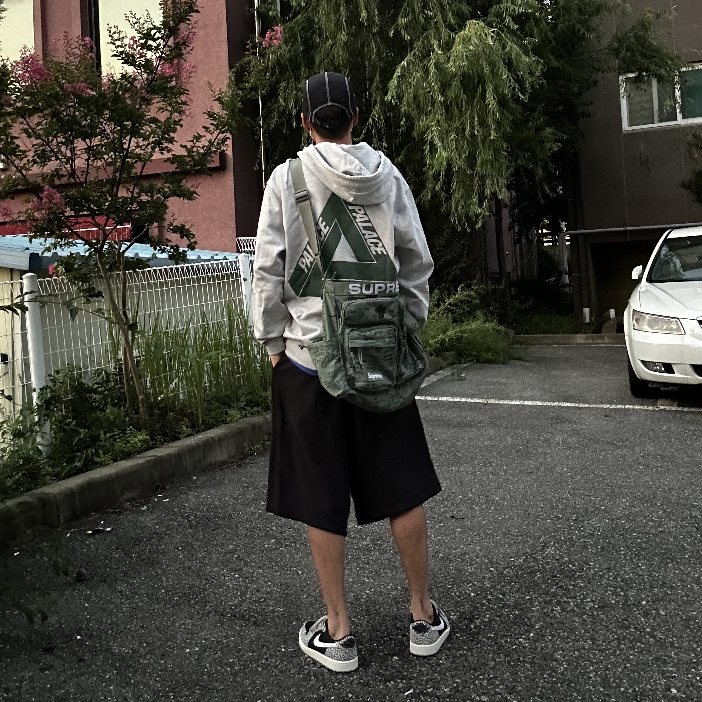 Palace Tri-Puff Print Zip Hood Grey Marl - 23SS, Supreme Reflective Stitch Camp Cap Black - 23SS 착용 스타일 - 1