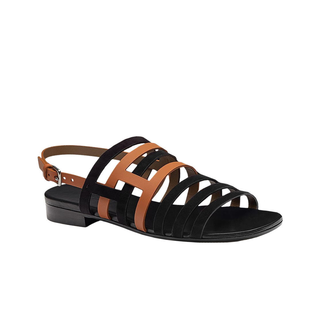 (W) 에르메스 에페스 샌들 스웨이드 고트스킨 카프스킨 & 누아 마론 글레이즈((W) Hermes Ephese Sandal Suede Goatskin Calfskin & Noir Marron Glaise) - 1