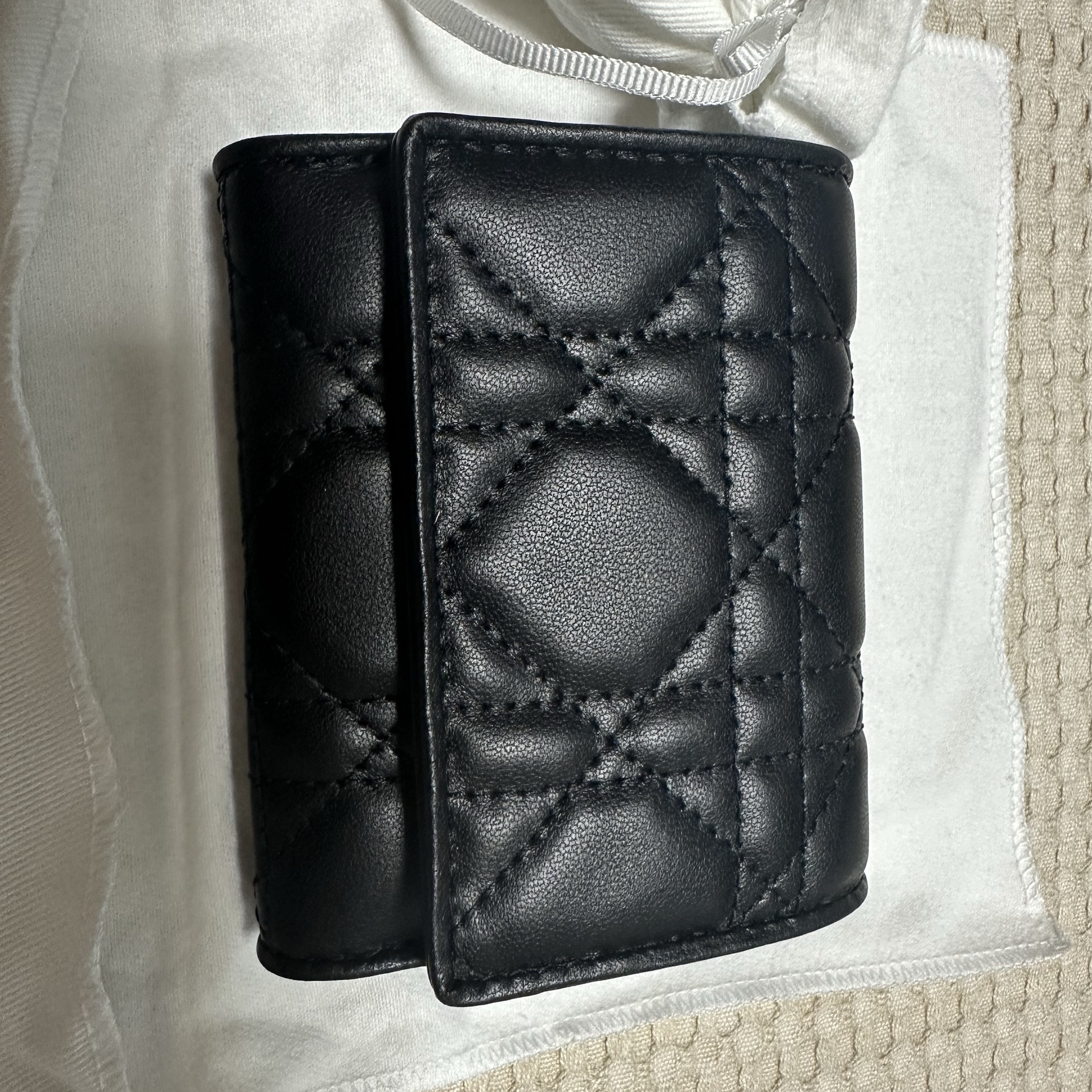 Dior Lady Lotus Wallet Cannage Lambskin Black 착용 스타일 - 3