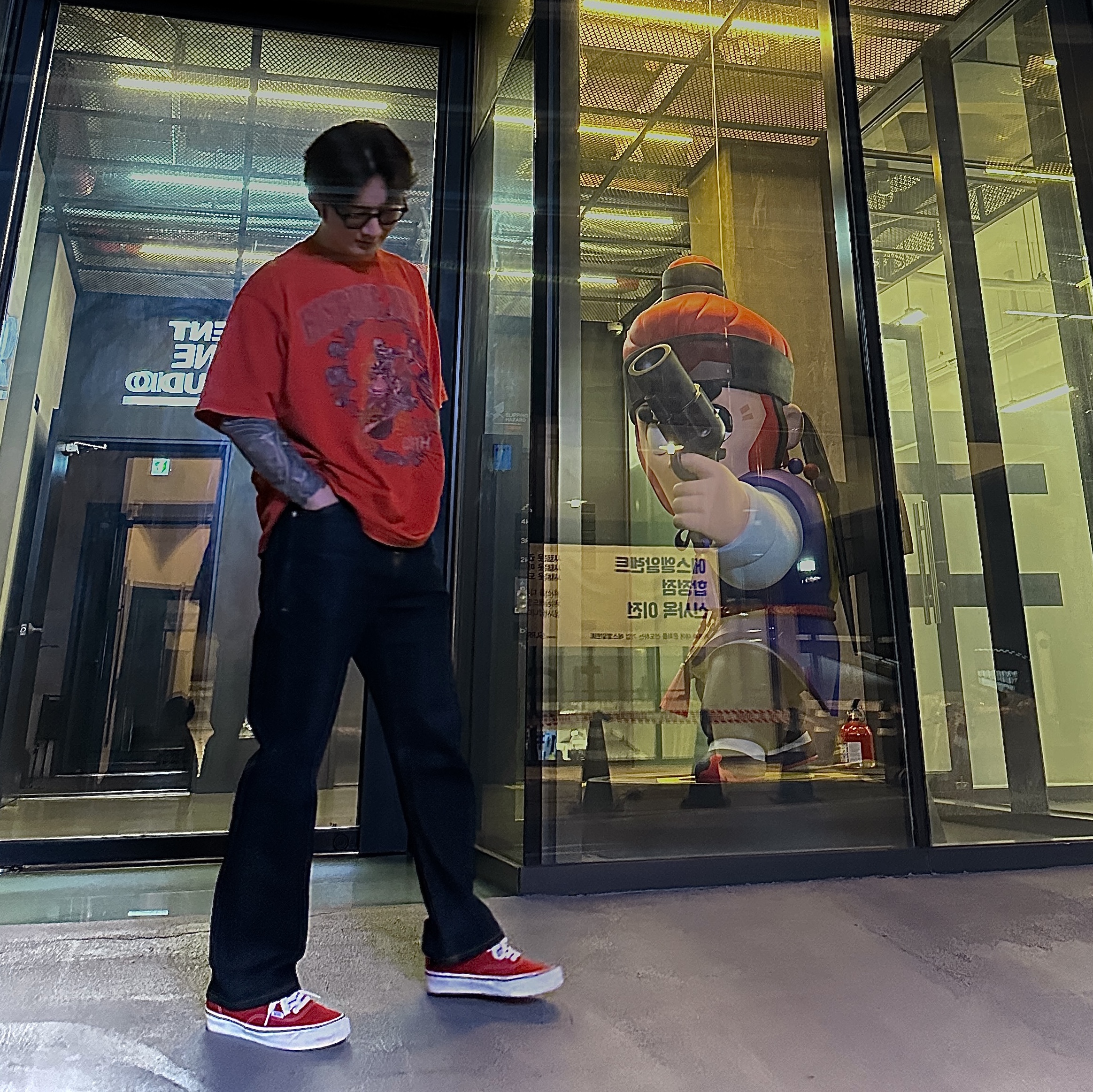 Vans Authentic Red 착용 스타일