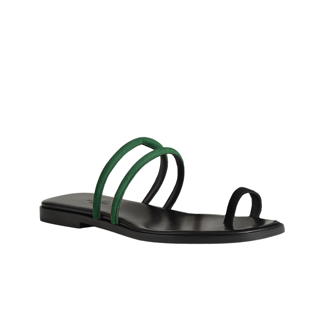 (W) 에르메스 조지아 샌들 스웨이드 고트스킨 & 베르 캑터스 누아((W) Hermes Georgia Sandal Suede Goatskin & Vert Cactus Noir) - 1