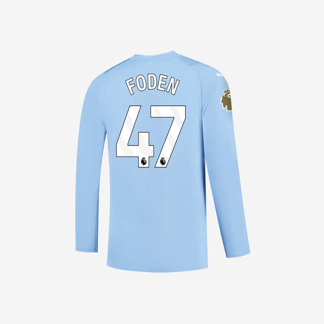푸마 맨체스터 시티 2023/24 홈 롱슬리브 저지 팀 라이트 블루 필 포든 (프리미어 리그 풀 마킹 버전)(Puma Manchester City 2023/24 Home LS Jersey Team Light Blue Phil Foden (Premier League Full Marking Ver.))