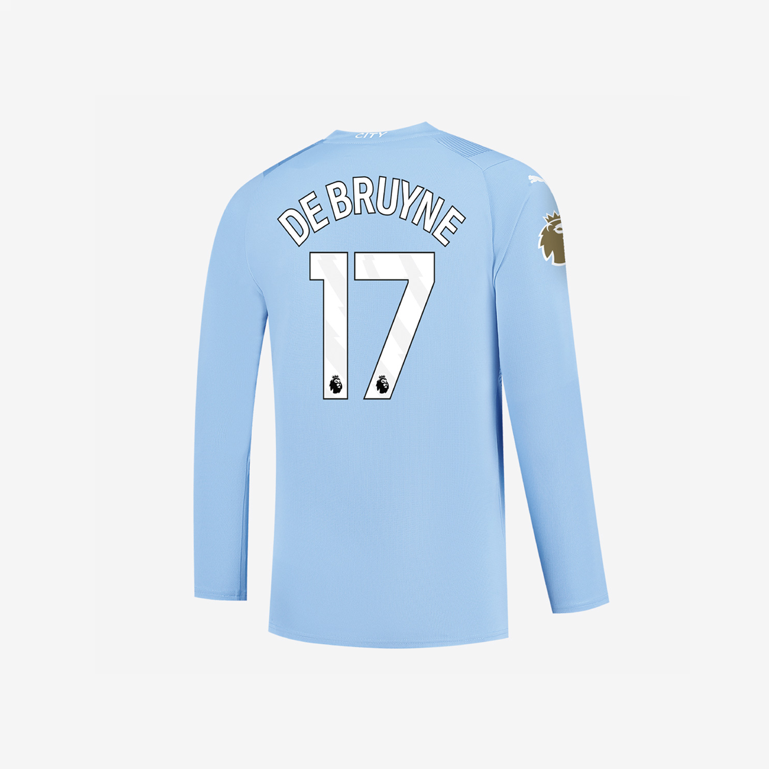 77043801RL17 Puma Manchester City 2023/24 Home LS Jersey Team Light Blue Kevin De Bruyne (Premier League Full Marking Ver.)