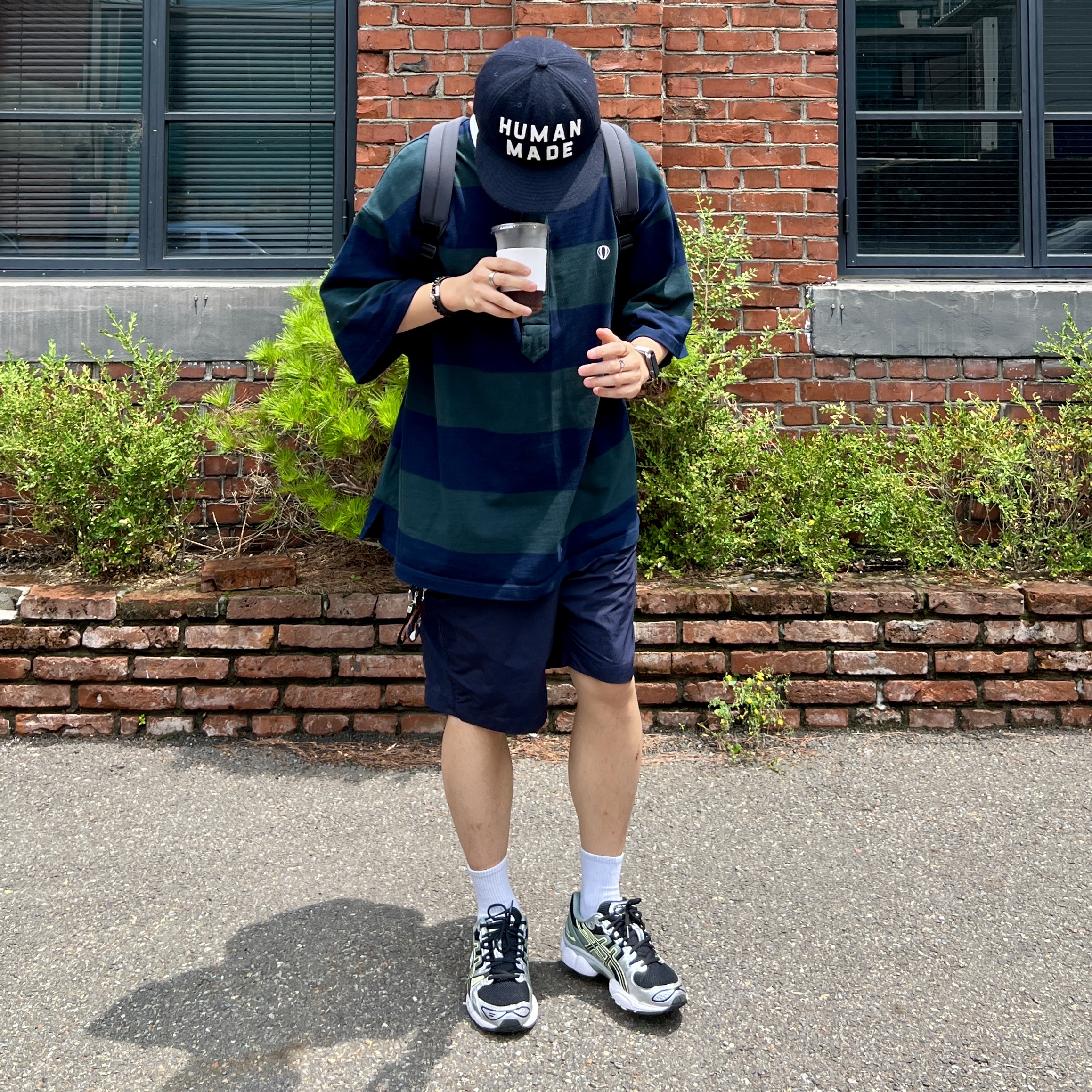 Human Made 6-Panel Wool Cap Navy, Asics UB5-S Gel-Nimbus 9 Black Gunmetal 착용 스타일 - 3