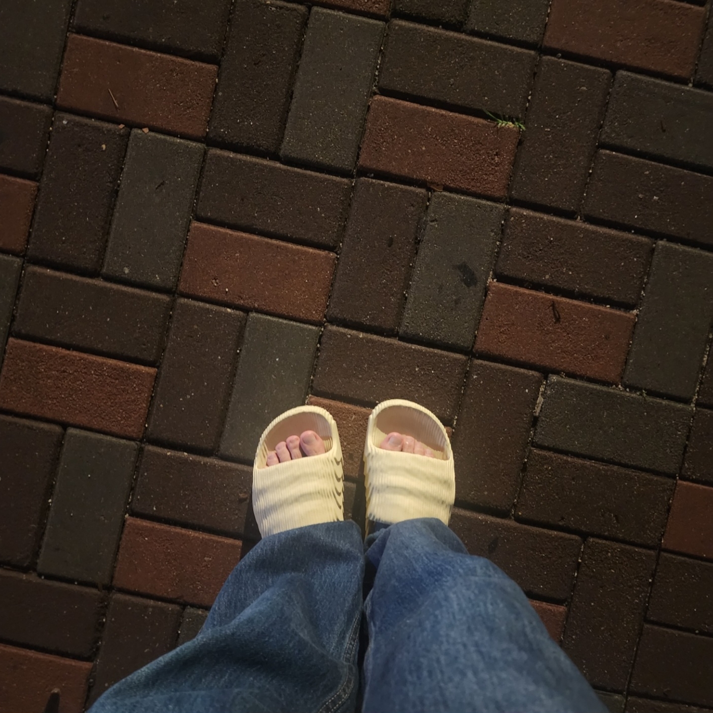 Adidas Adilette 22 Desert Sand 착용 스타일