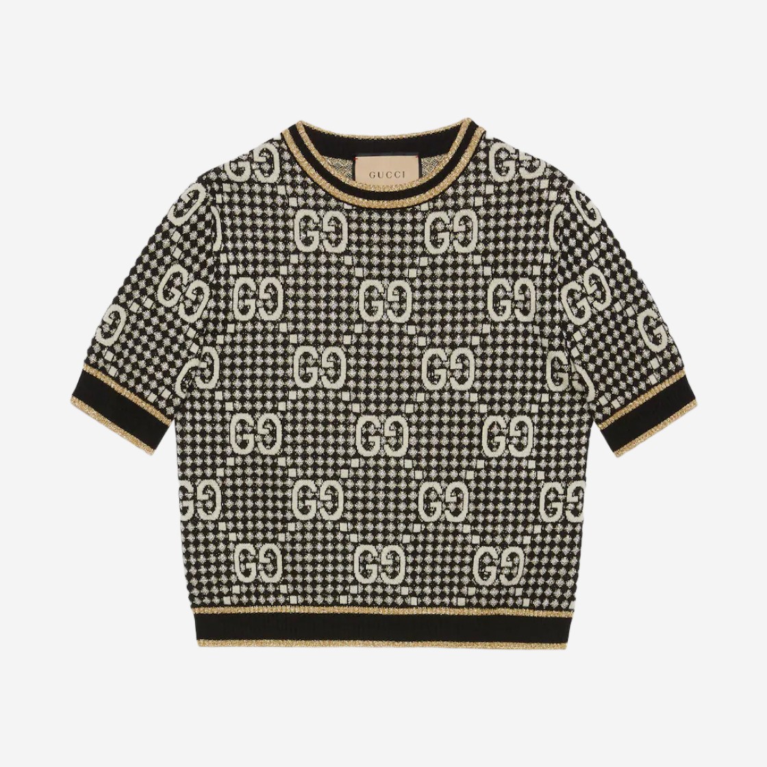 (W) Gucci GG Wool Blend Jacquard Top Grey 상세 이미지 1