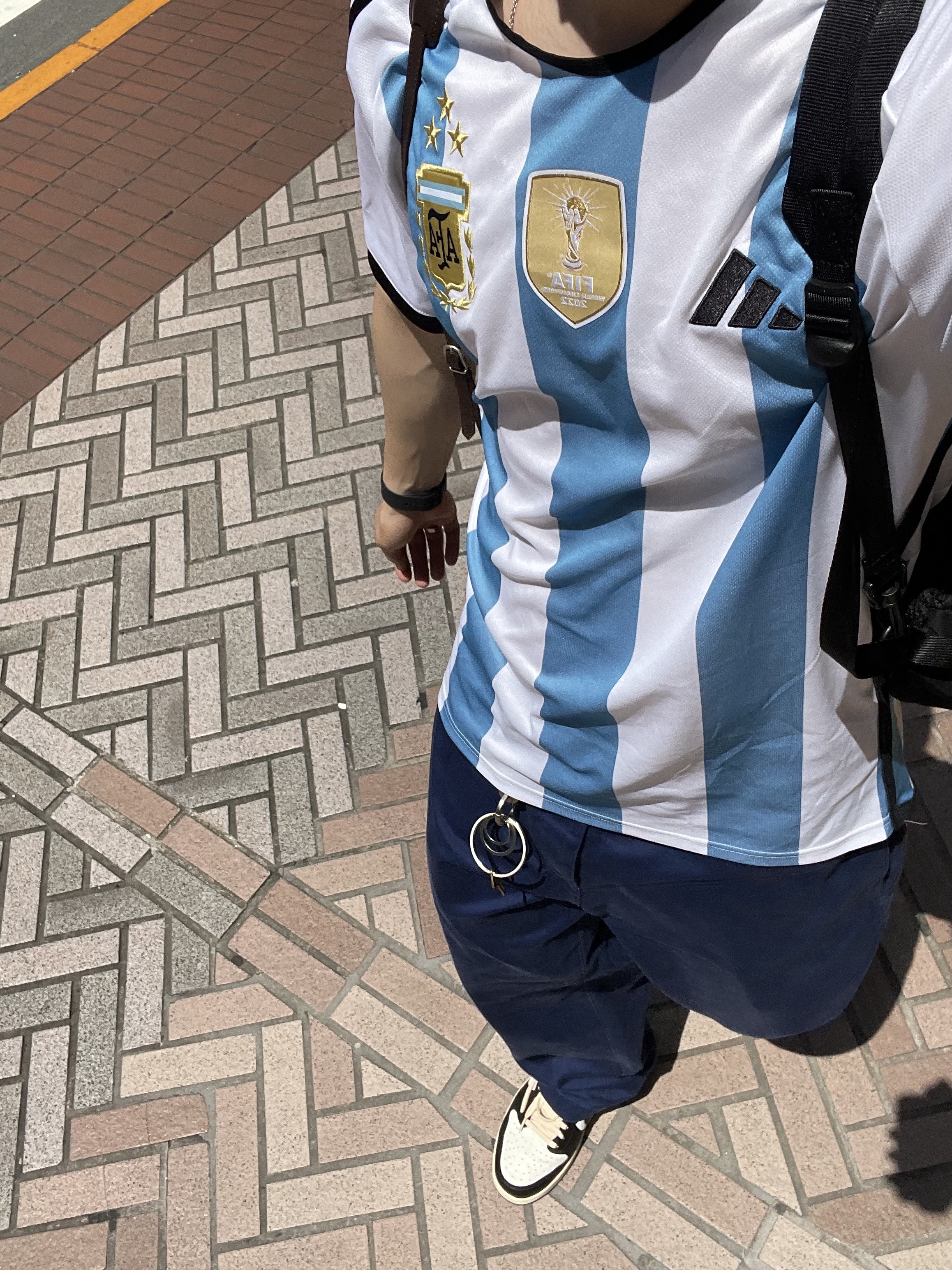 Adidas Argentina Home Jersey 2022 Winners 3-Star White Light Blue - KR Sizing (Non Marking Ver.), Supreme Chino Pants Light Navy - 23SS 착용 스타일