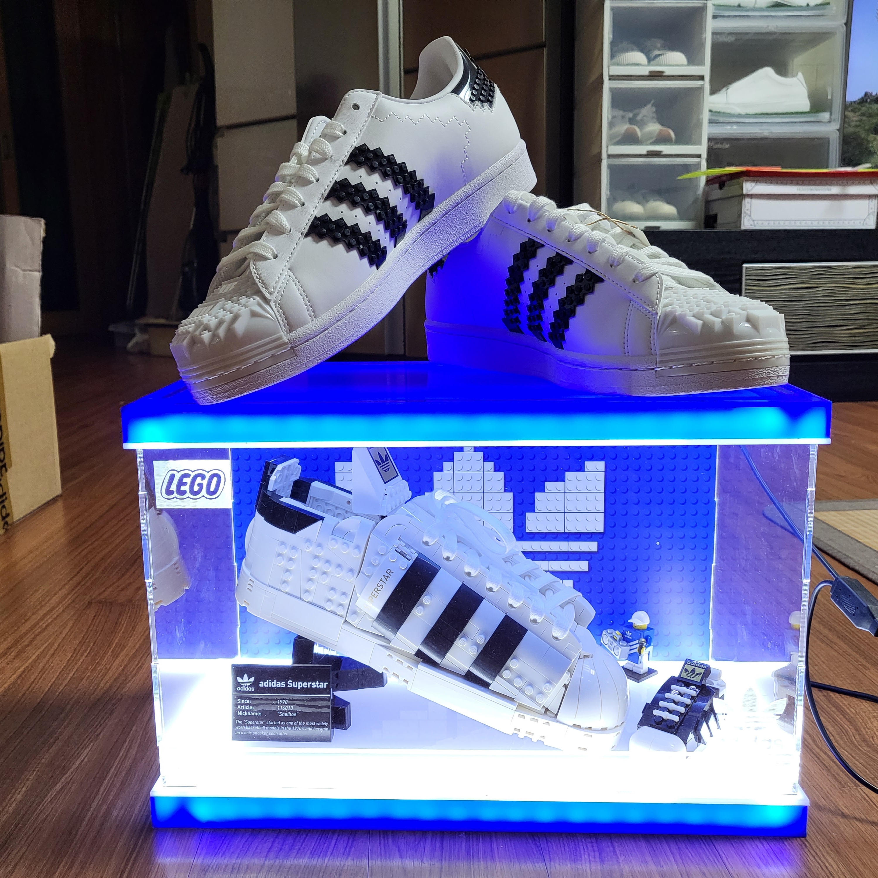 Lego Adidas Originals Superstar, Lego Adidas Originals Superstar Black White 착용 스타일 - 2