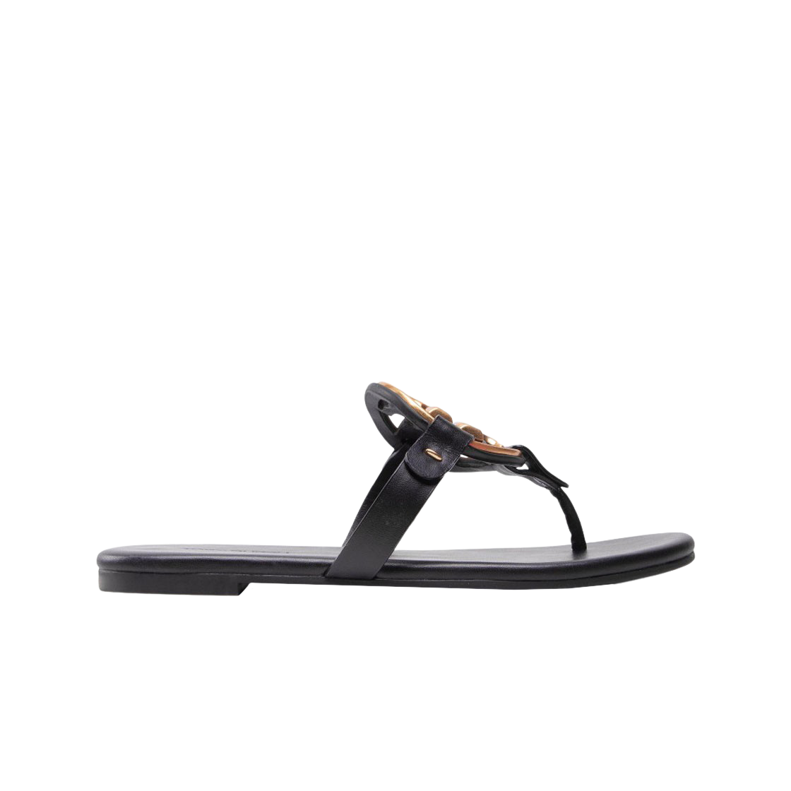 (W) 토리버치 밀러 소프트 메탈 로고 샌들 퍼펙트 블랙((W) Tory Burch Miller Soft Metal Logo Sandal Perfect Black) - 1