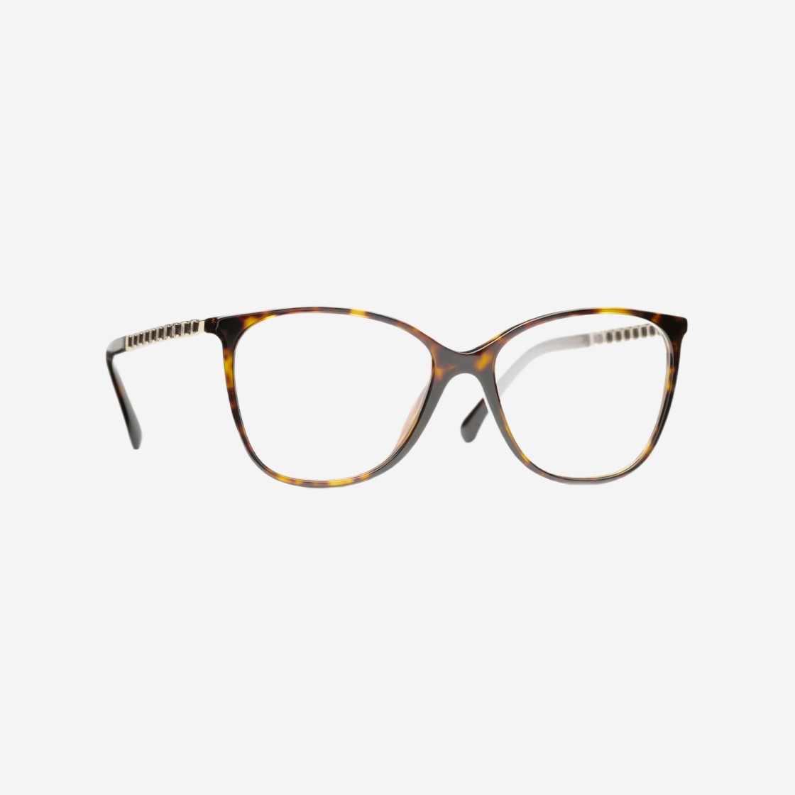 Chanel Square Eyeglasses Metal Calfskin & Dark Tortoise 상세 이미지 2