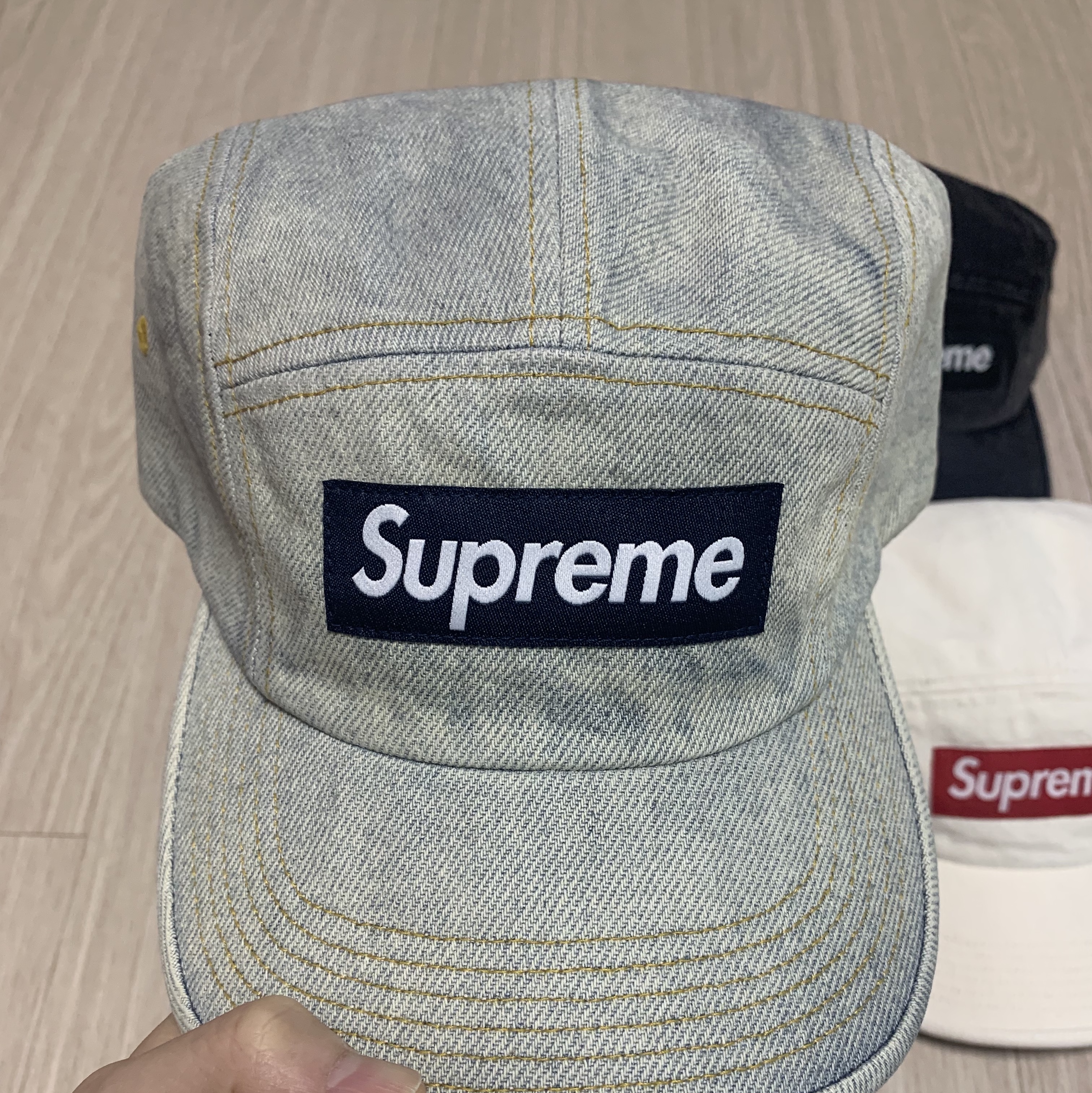 Supreme Denim Camp Cap Dirty Indigo - 23SS 착용 스타일 - 1