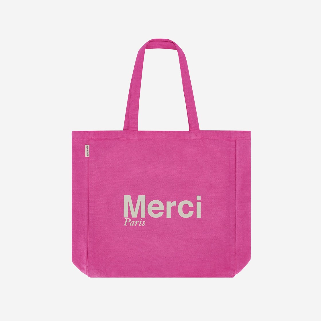 Merci cotton tote bag - Pink & Ecru