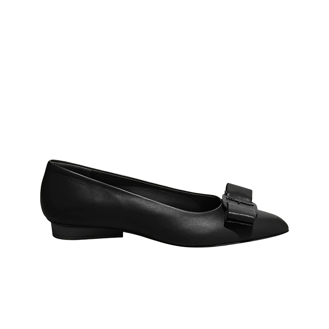 (W) 페라가모 비바 보우 발레 플랫 블랙 - B((W) Ferragamo Viva Bow Ballet Flat Black - B) - 1