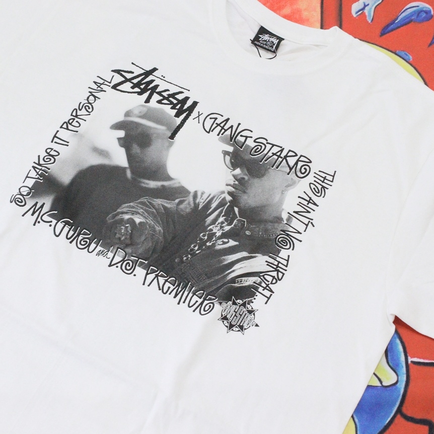 Stussy x Gang Starr Take It Personal T-Shirt White 착용 스타일 - 1
