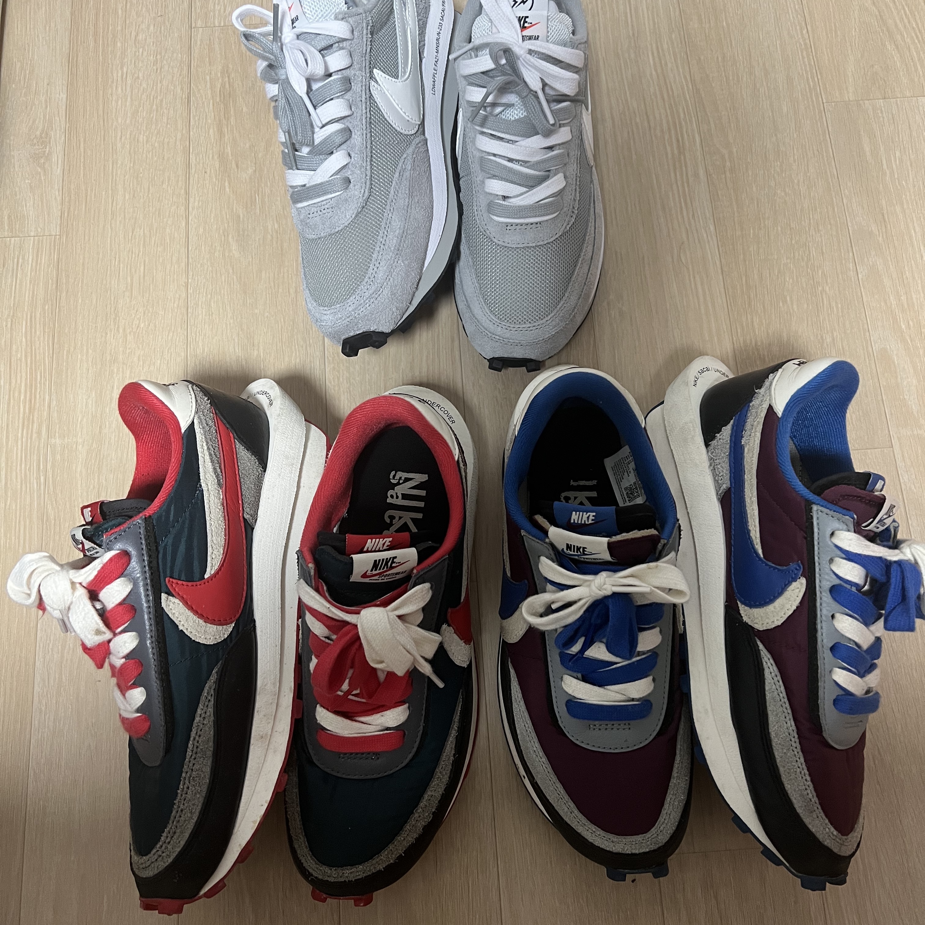 Nike x Sacai x Fragment LDWaffle Light Smoke Grey 착용 스타일 - 3