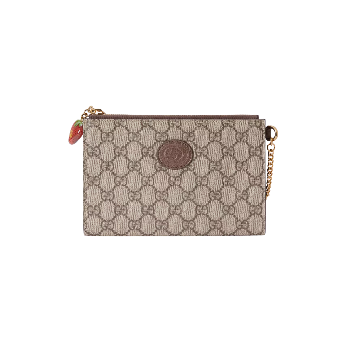 Gucci Wrist Wallet with Double G Strawberry Beige Ebony Supreme 상세 이미지 1