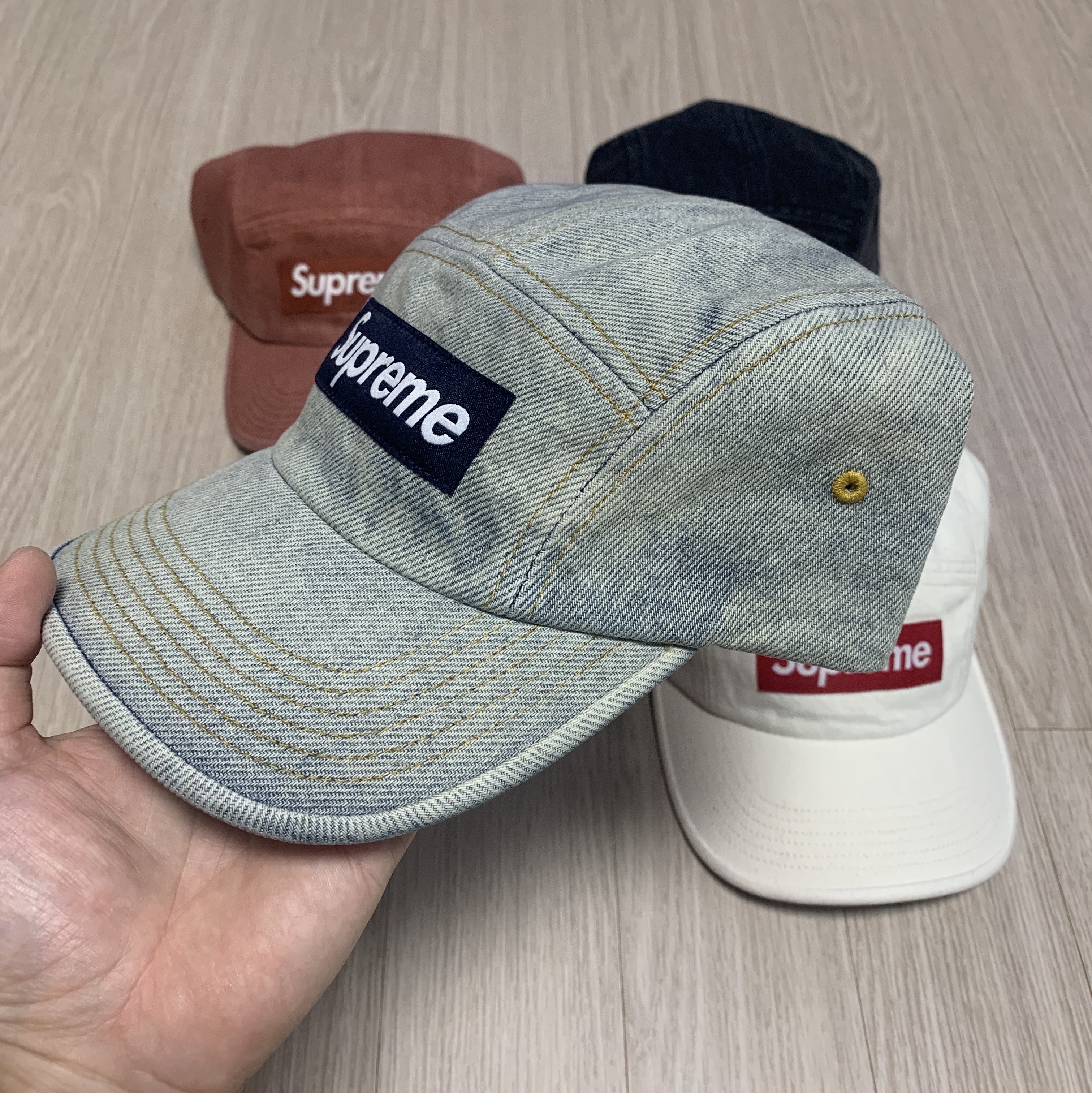 Supreme Denim Camp Cap Dirty Indigo - 23SS 착용 스타일 - 2