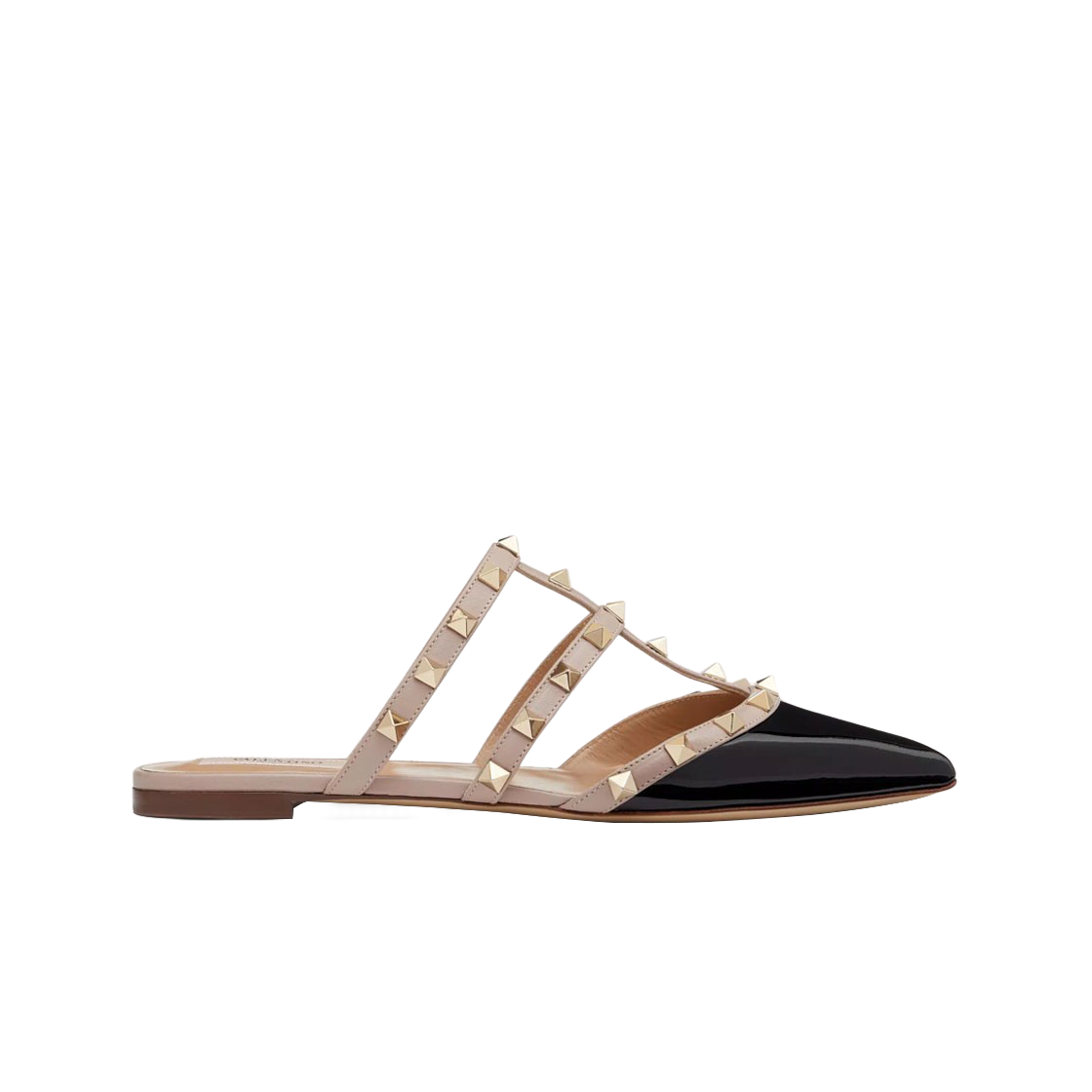 (W) 발렌티노 락스터드 페이턴트 레더 뮬 블랙 뿌드르((W) Valentino Rockstud Patent Leather Mule Black Poudre) - 1