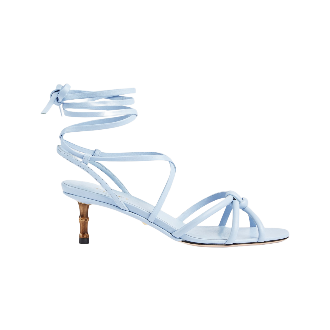 (W) 구찌 스트래피 샌들 뱀부 파스텔 블루 레더((W) Gucci Strappy Sandal with Bamboo Pastel Blue Leather) - 1
