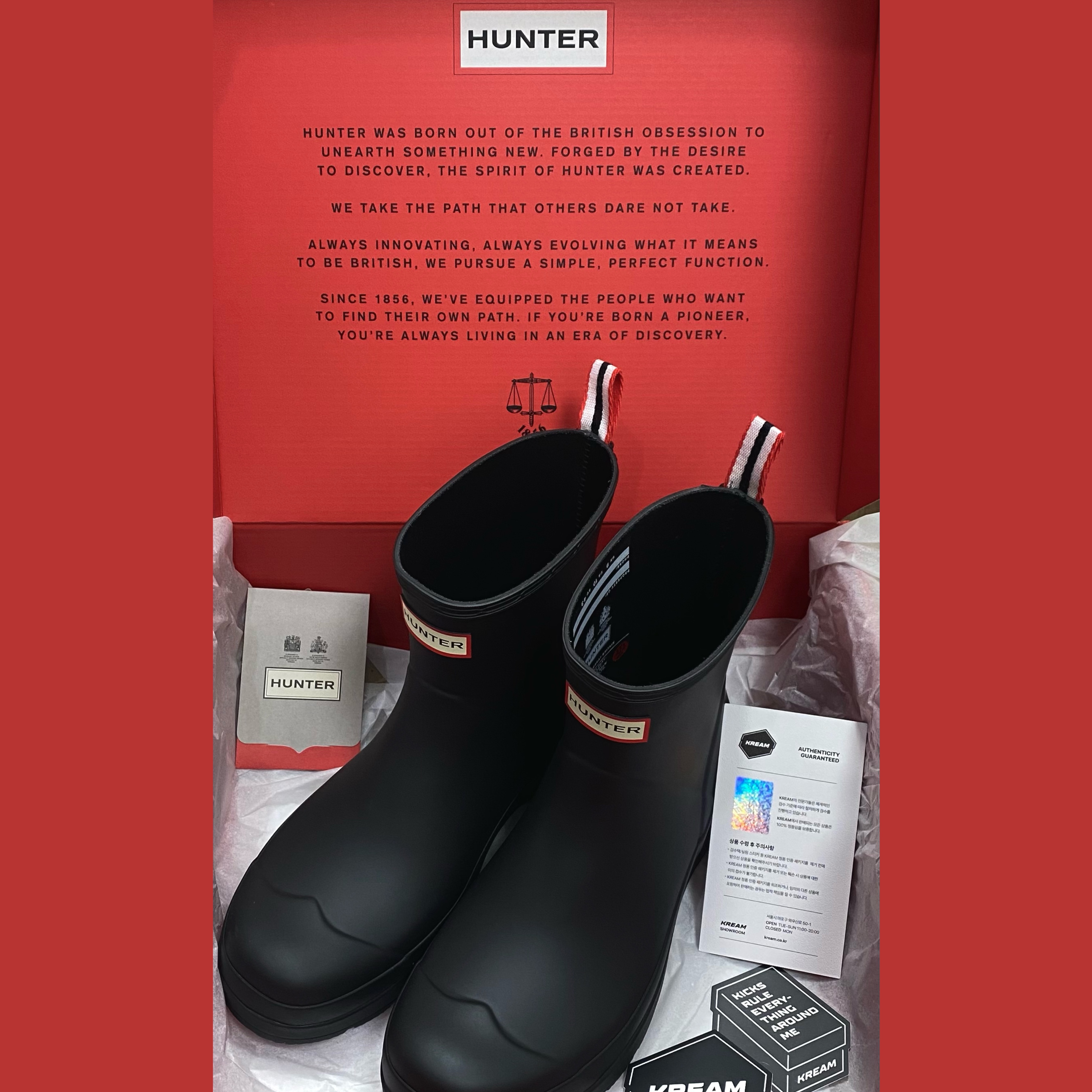 Hunter Play Short Wellington Boots Black 착용 스타일