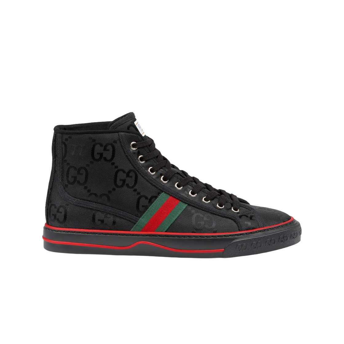 구찌 구찌 오프 더 그리드 하이 탑 스니커즈 블랙 GG 에코닐(Gucci Gucci Off The Grid High Top Sneaker Black GG Econyl) - 1