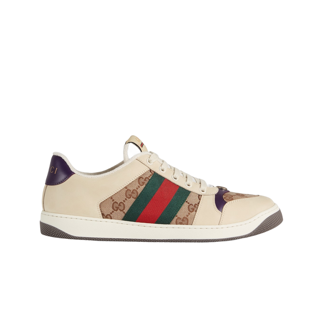 546551-HVKI0-9765 Gucci Screener Sneaker Beige Leather GG Canvas